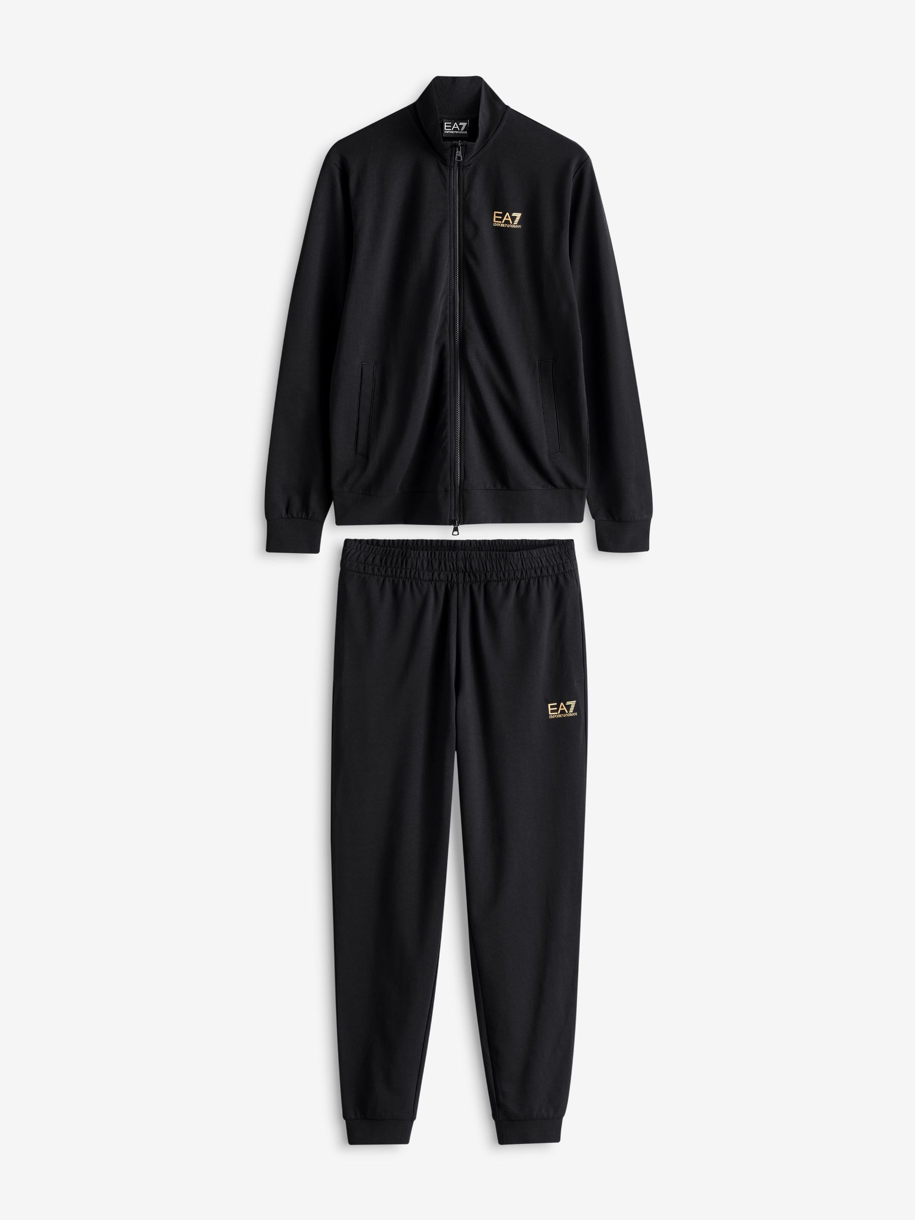 Ea7 Emporio Armani Black/Gold Core Id 100% Cotton Tracksuit
