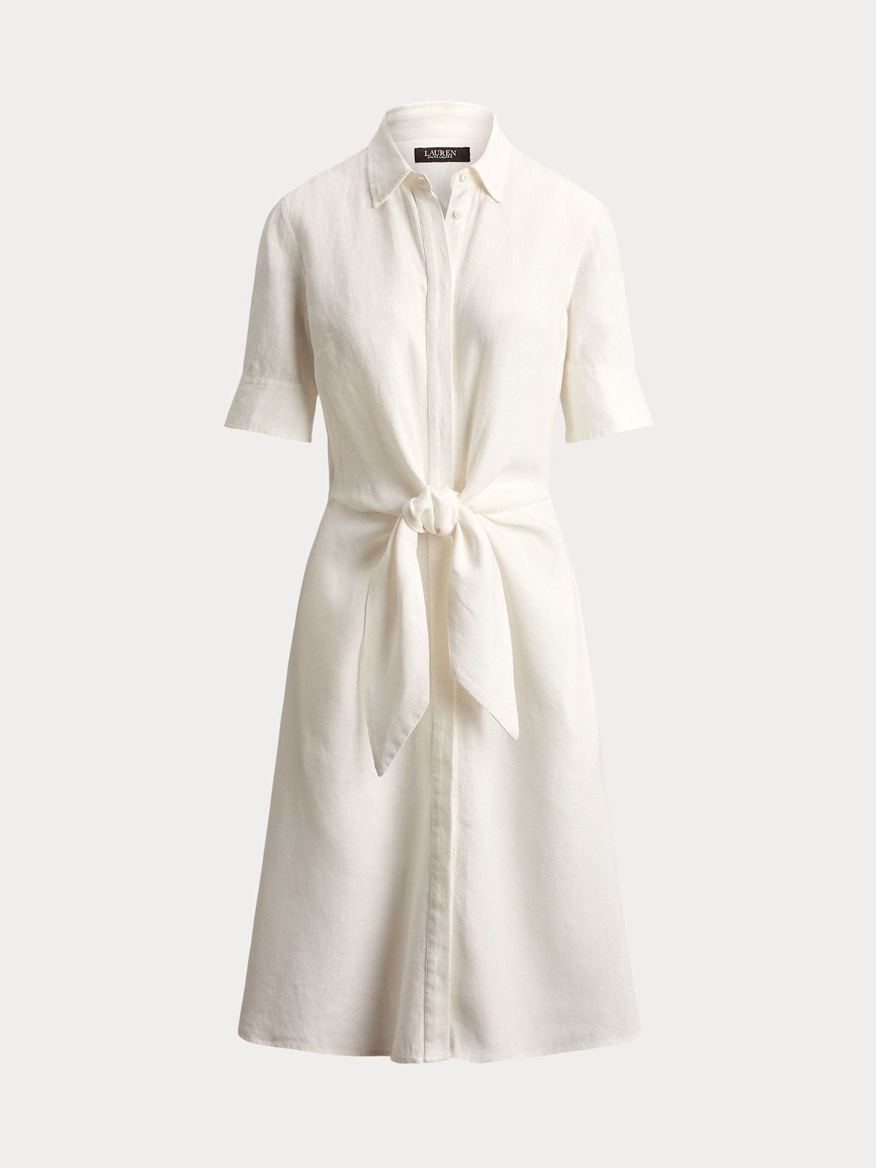 Lauren Ralph Lauren Donna Bianco Wakana Linen Shirt Dress