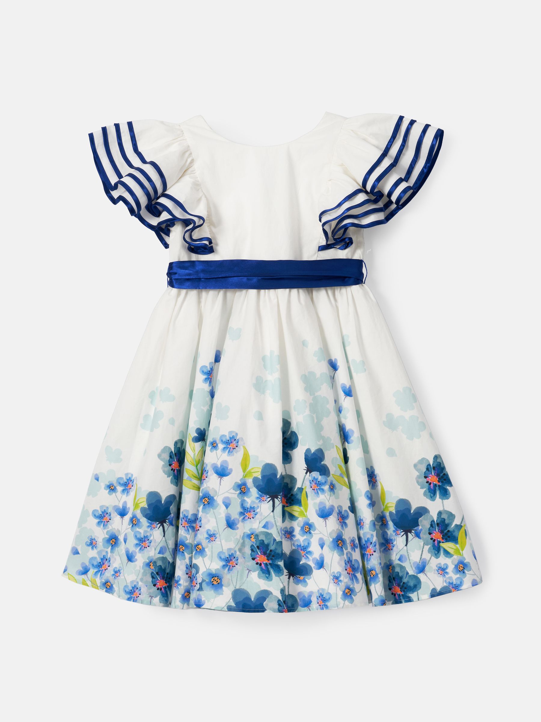 Angel & Rocket - Robe - Imprimé floral - Manches à volants - Blanc - Coton