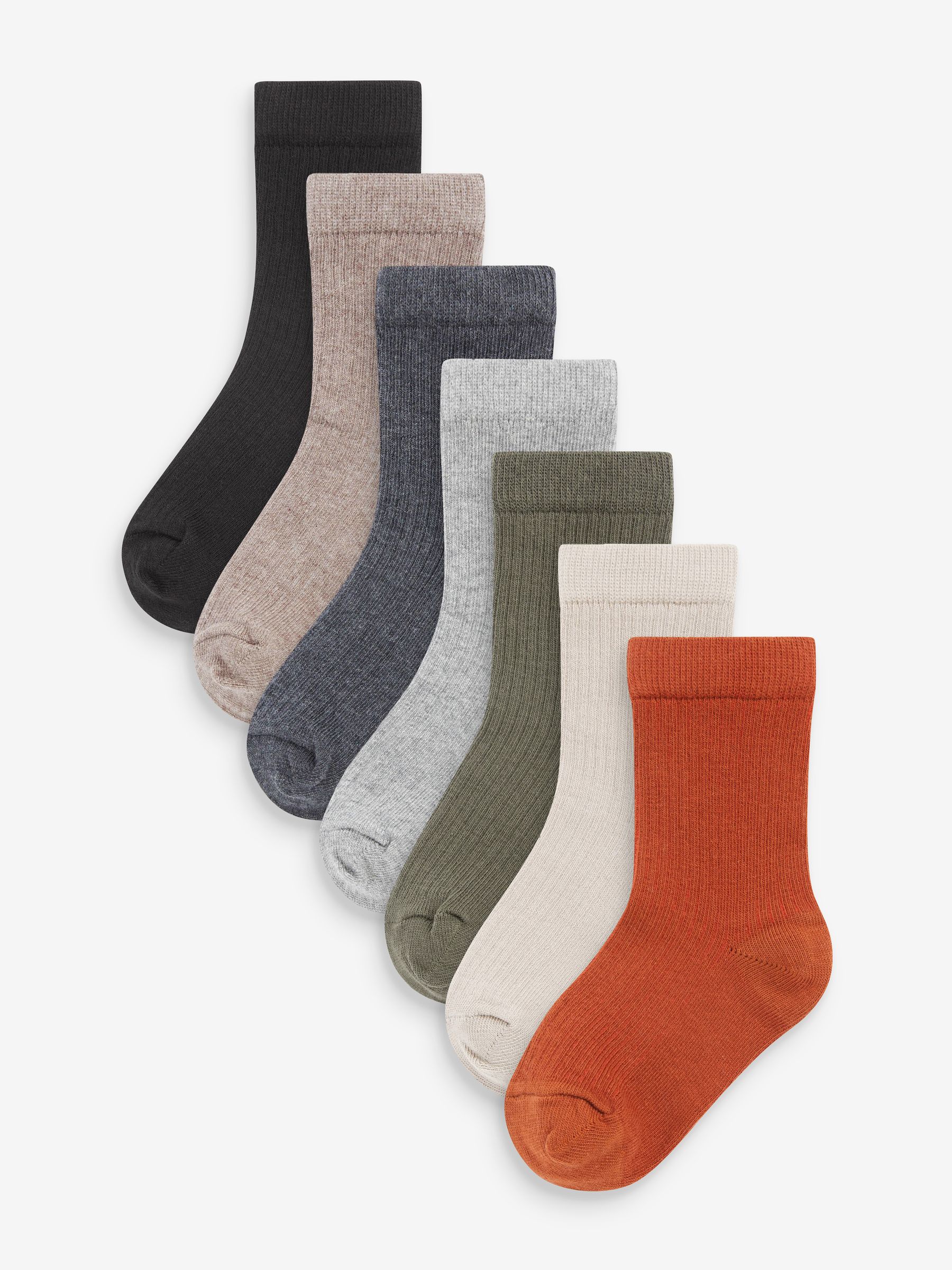 Next Cotton Rich Fine Rib Socks 7 Pack