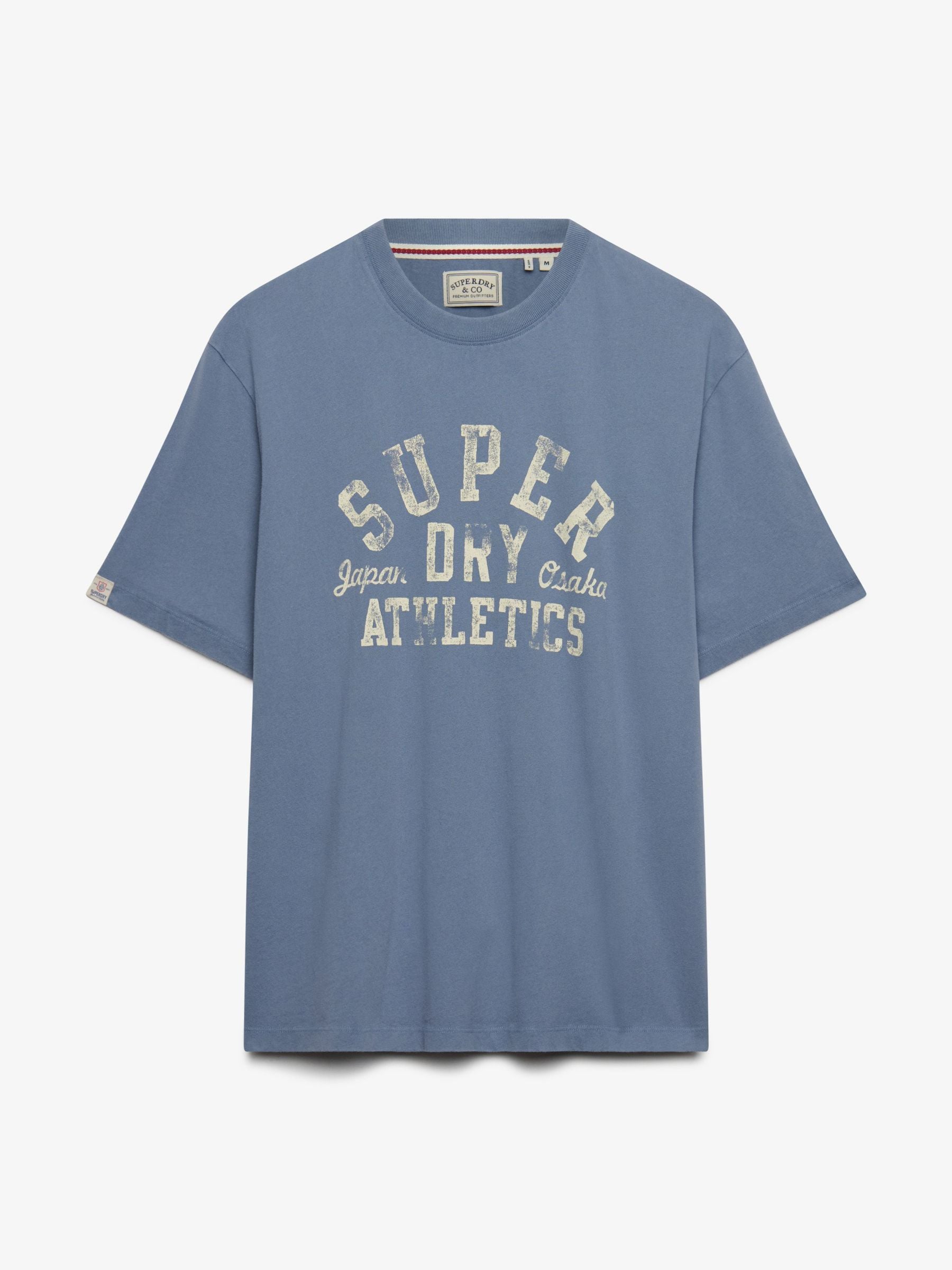Superdry Herren Blau/Grau Rundhalsshirt "Ath Ess Tee", Gr. L, (Flint Stone Grau), Single Jersey, Obermaterial: 100% Baumwolle, Bedruckt, Loose Fit... - Bild 4