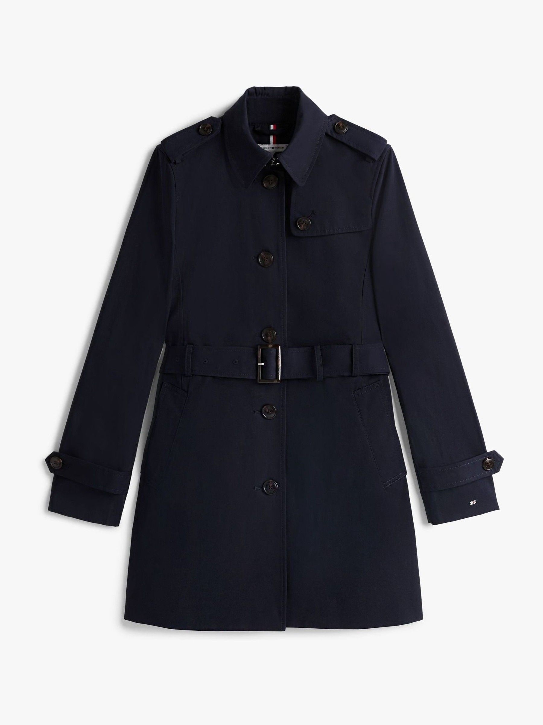 Tommy Hilfiger Navy Blue Heritage Single Breasted 100% Cotton Trench Coat