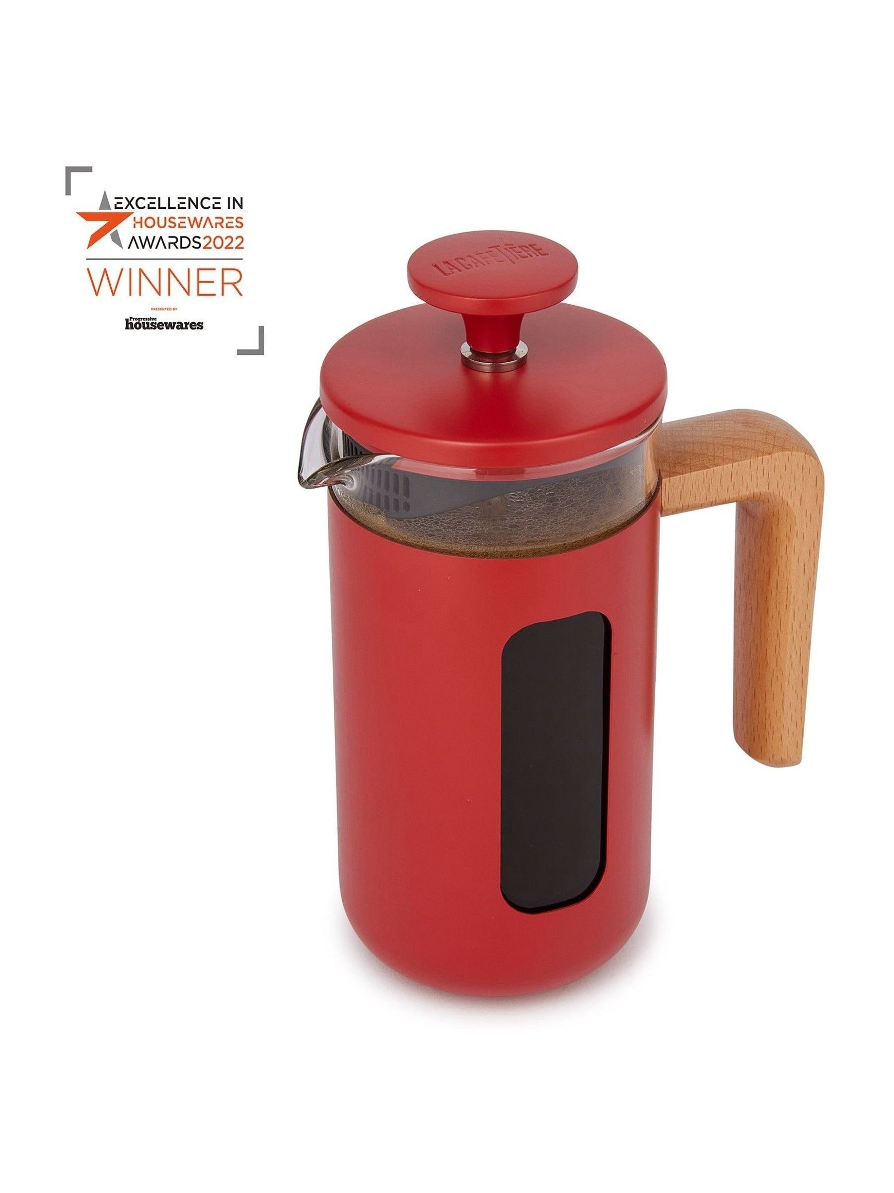 La Cafetiere Red Pisa 3 Cup Glass Cafetiere