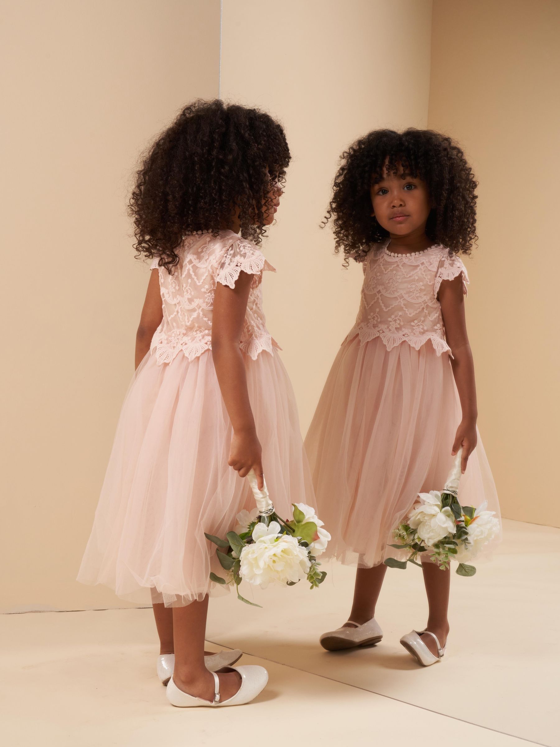 Angel & Rocket Dievčatá Ružová Lucy Lace Dress