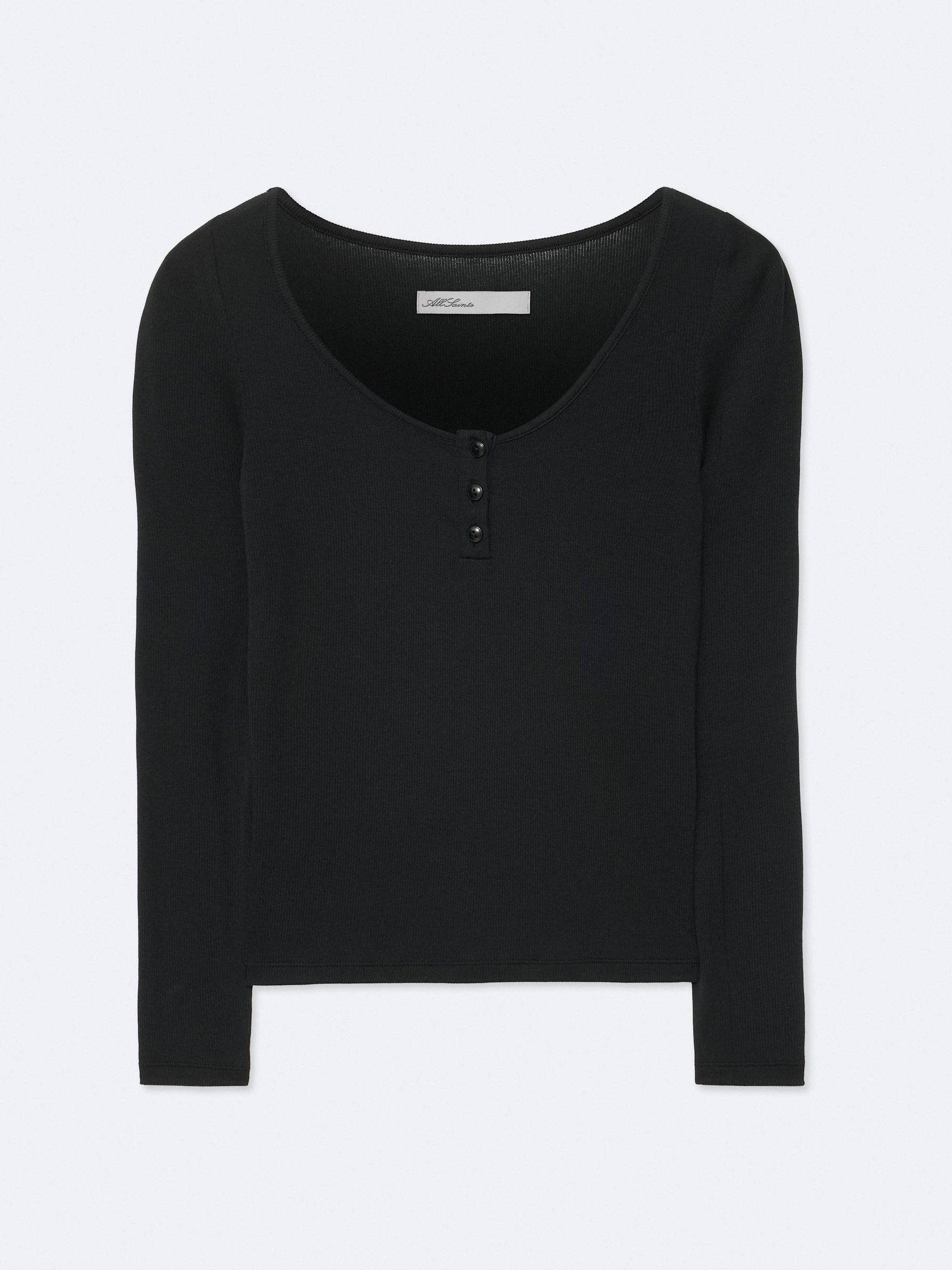 Allsaints Jules Ribbed Henley Top - Bild 4