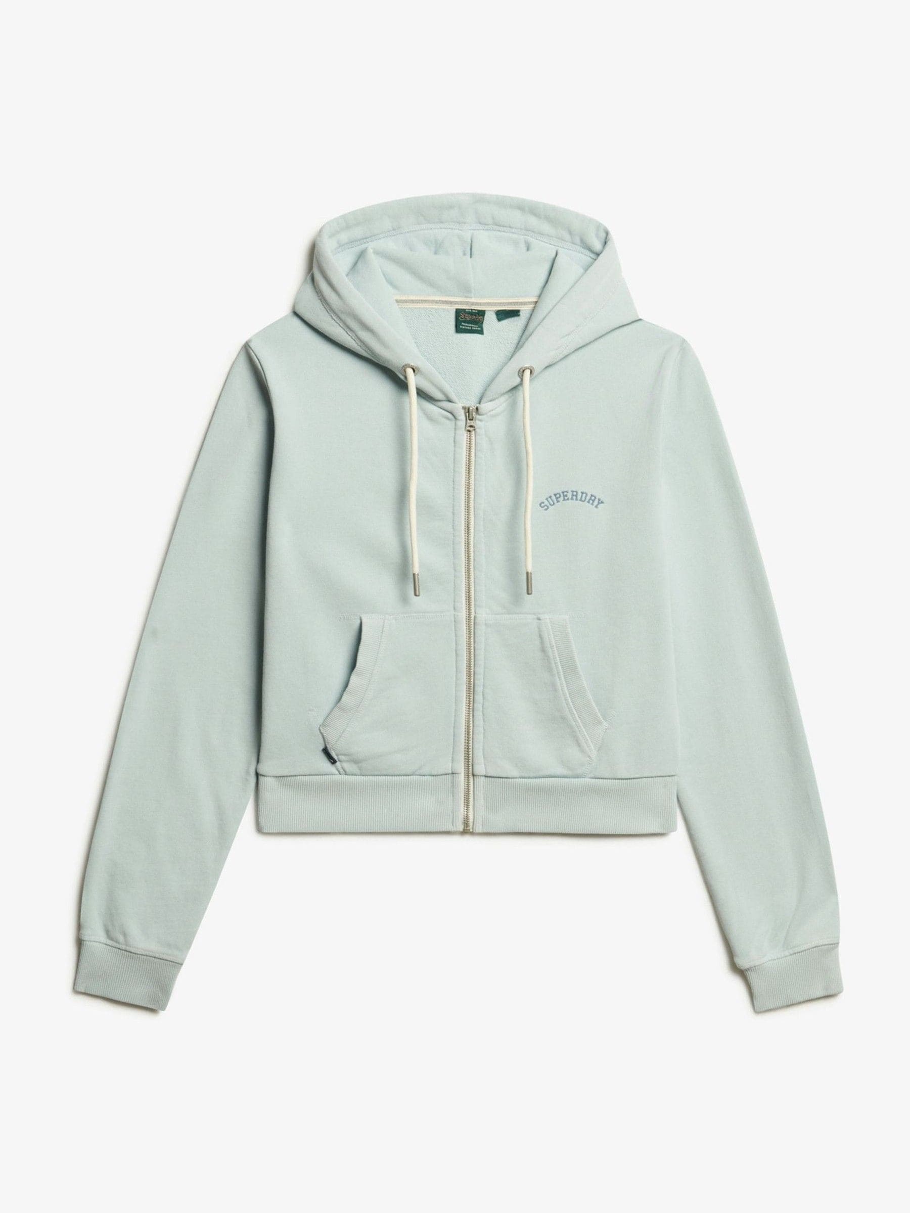 Superdry Mujer Azul Sudadera Corta Con Capucha Y Cremallera Para Con Logo Essential - Imagen 3