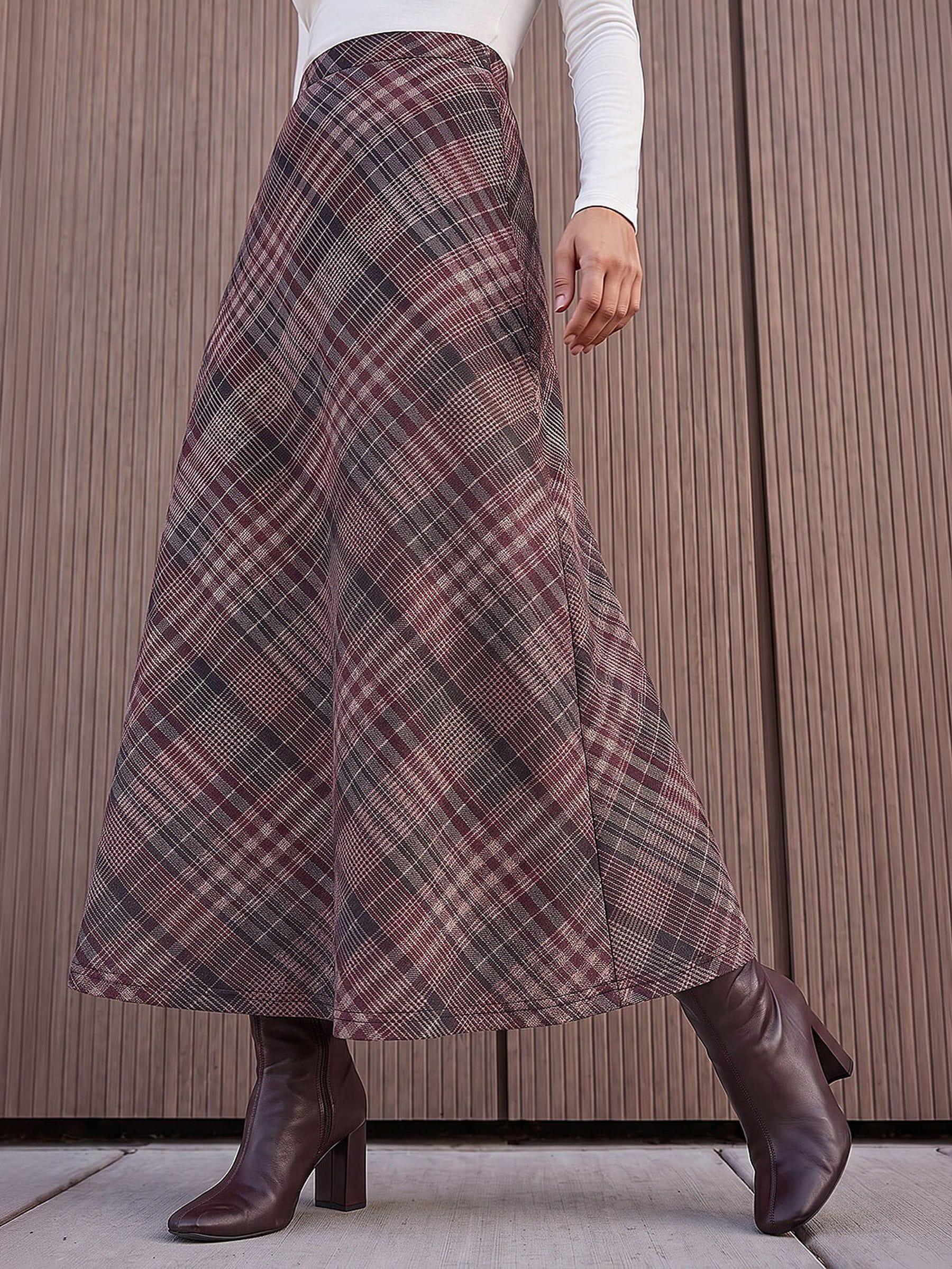 Roman Damen Rot Midi-Rock Mit -Print - Image 1