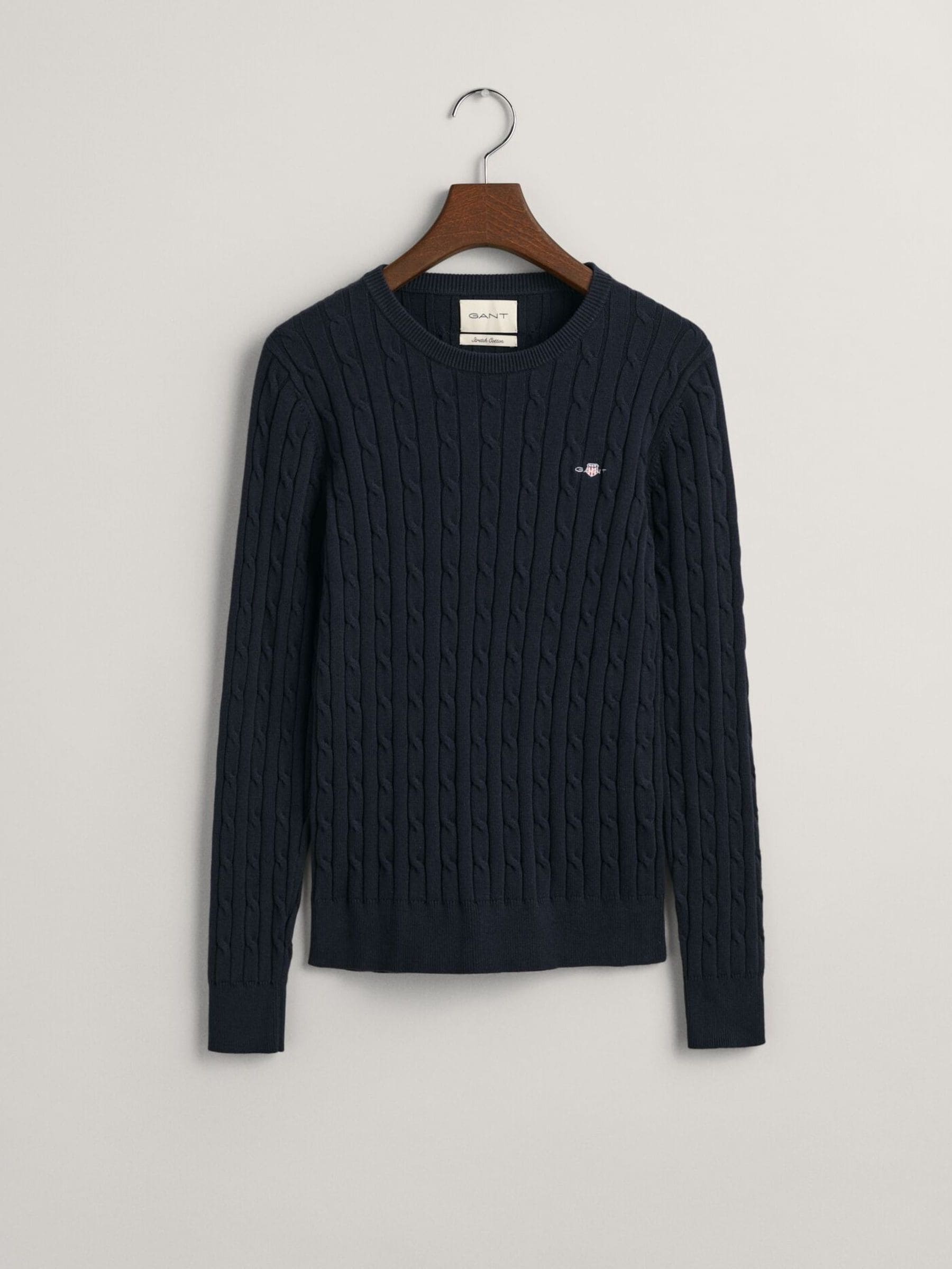 Gant Navy Blue Stretch Cotton Cable Knit Jumper