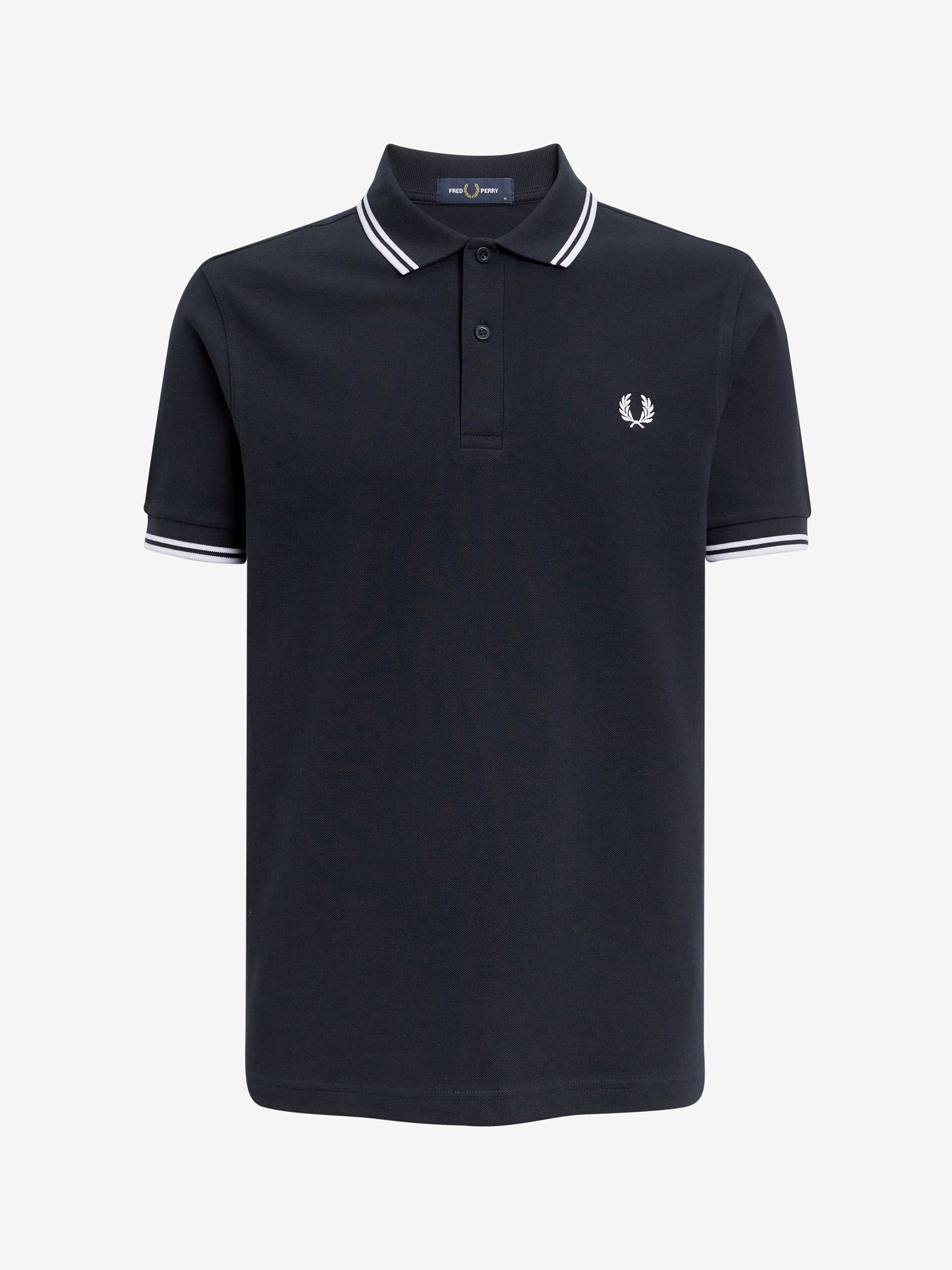 Fred Perry Uomo Nero - Polo Marino/Blanco Con Doppia Riga - Tops - 2XL - Immagine 4