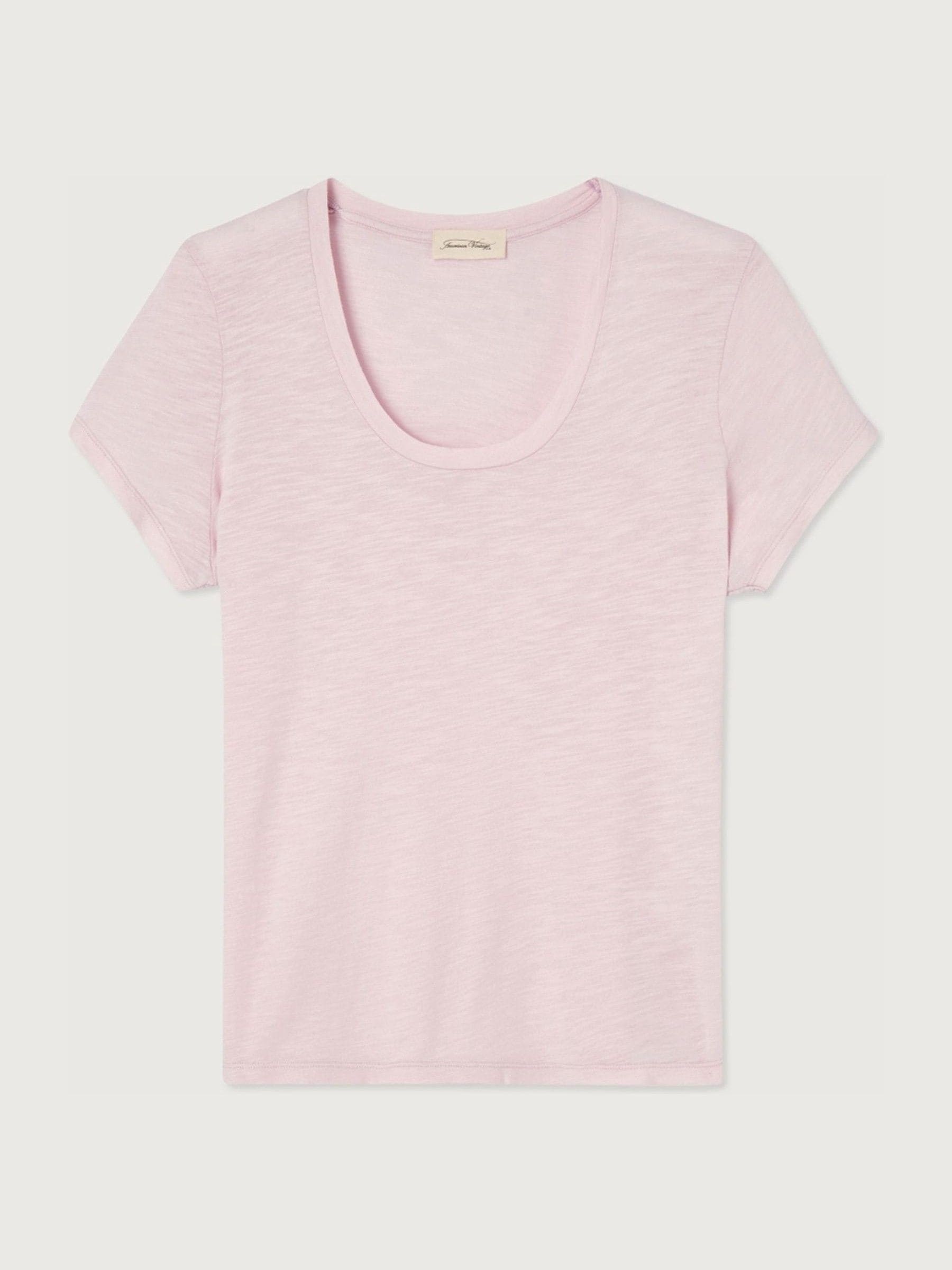 American Vintage Pink Jacksonville Short Sleeve Scoop Neck T-Shirt