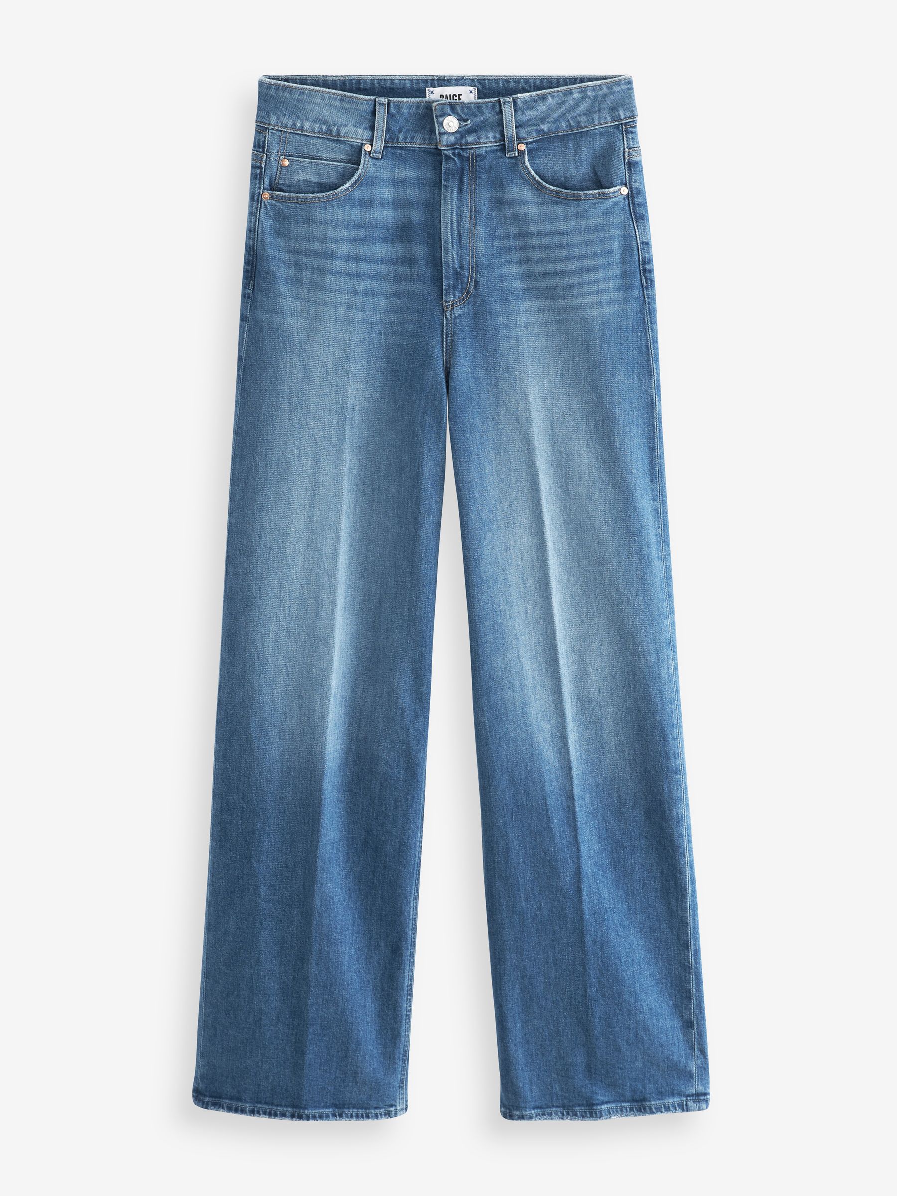 Next - Paige Blauwe Sasha Versleten Katoenen Jeans Met Wijde Pijpen