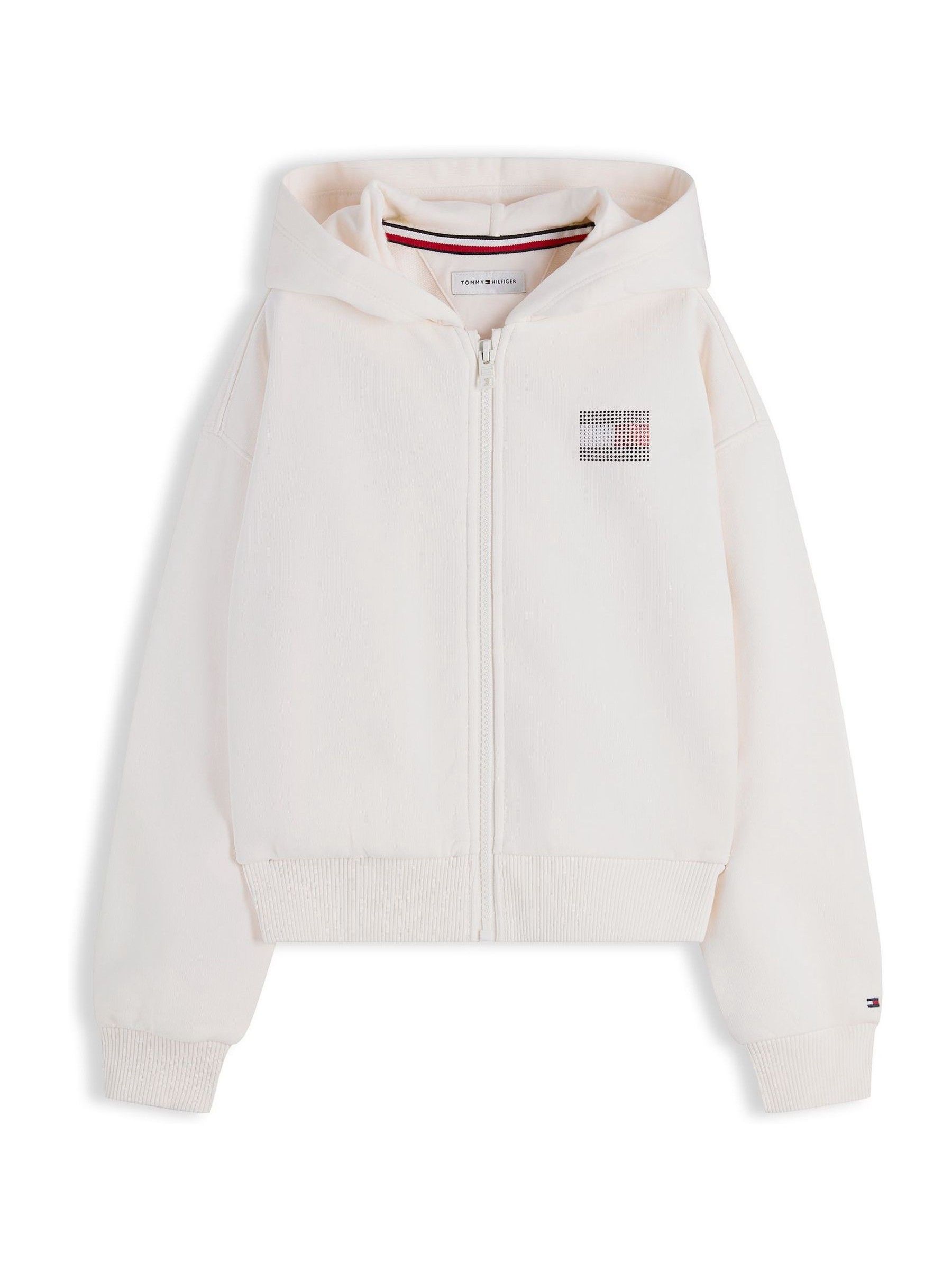 Tommy Hilfiger Rhinestone Flag Relaxed Zip-Thru Hoodie