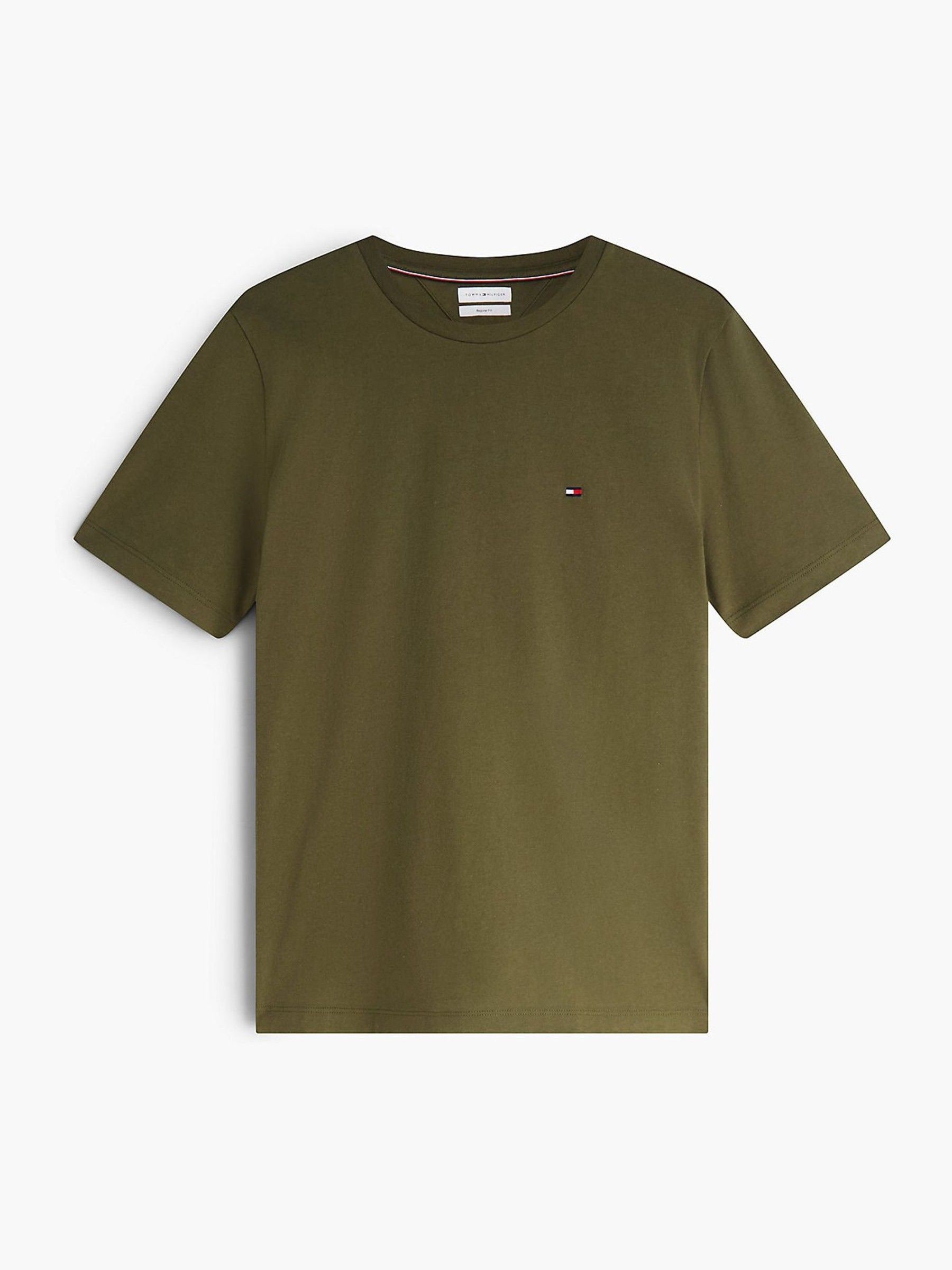 Tommy Hilfiger Hombre Verde Flag Embroidery Crew Neck T-Shirt