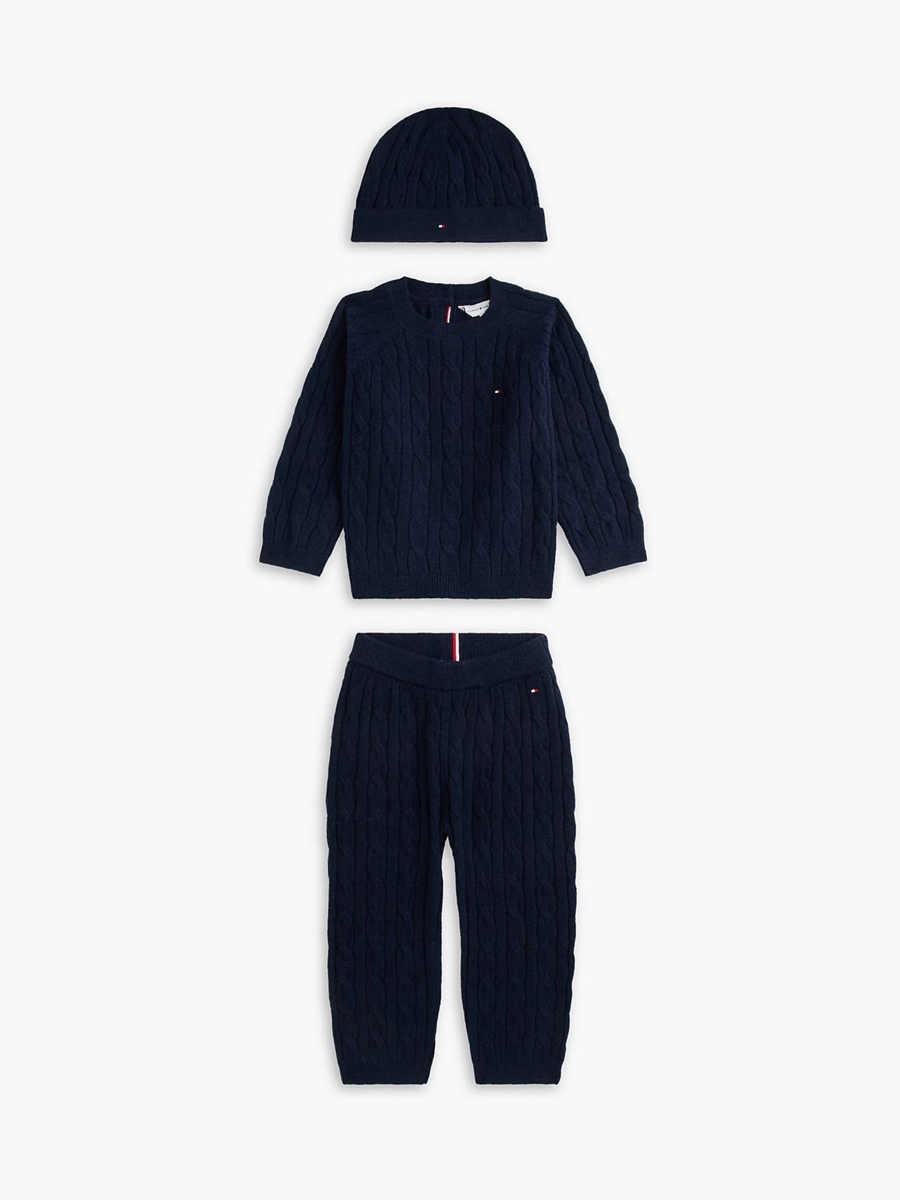 Tommy Hilfiger Jungen Schwarz/Dunkelblau Langarmshirt & Hose "Cable Sweater Beanie Giftbox", Gr. 68, Blau ( Night Navy), Jersey, Obermaterial: 53% Baumwolle, - Image 4