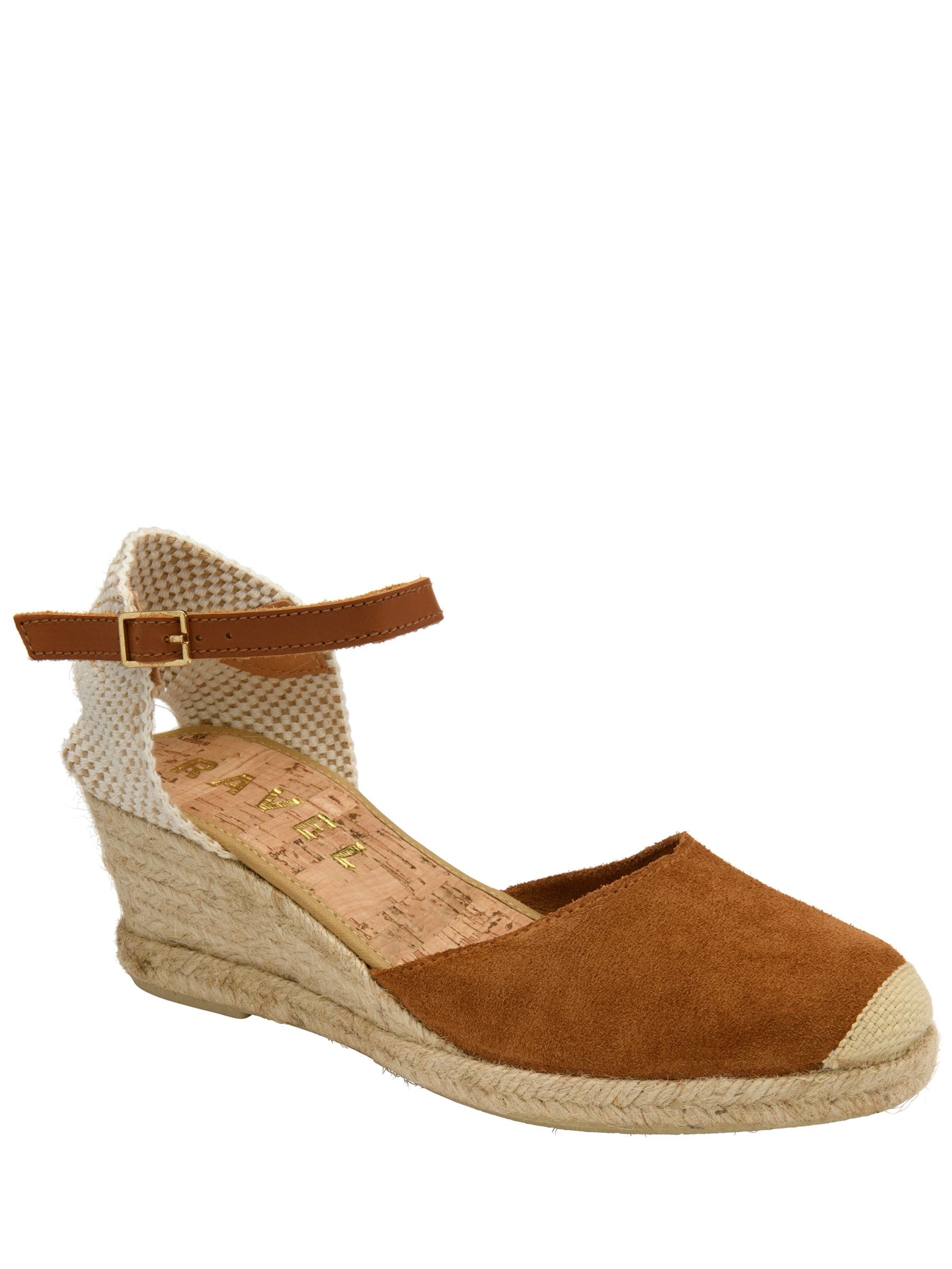 Ravel Brown Ankle Strap Wedge Espadrilles