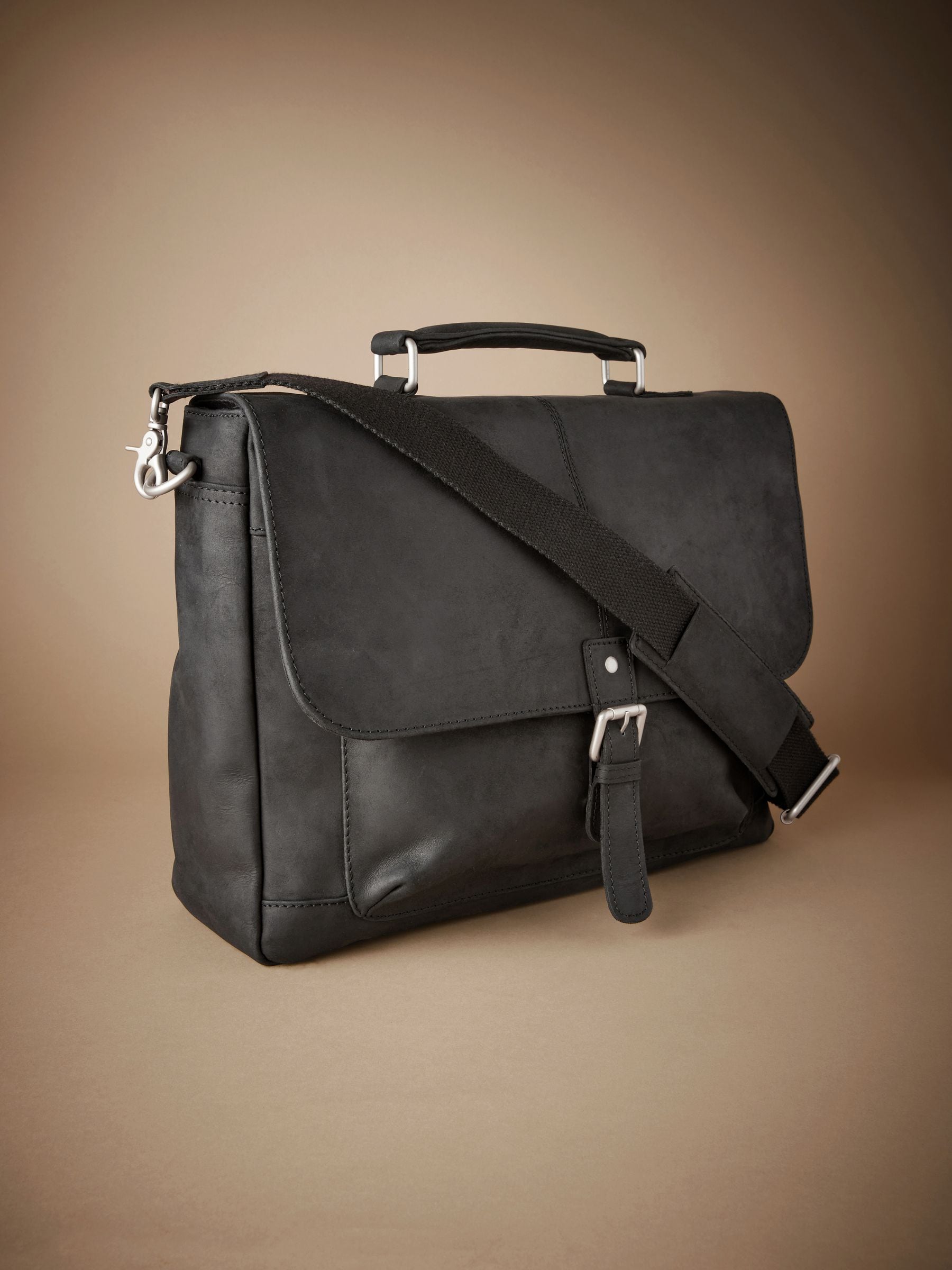 Next Black Signature Oily Leather Briefcase Bag