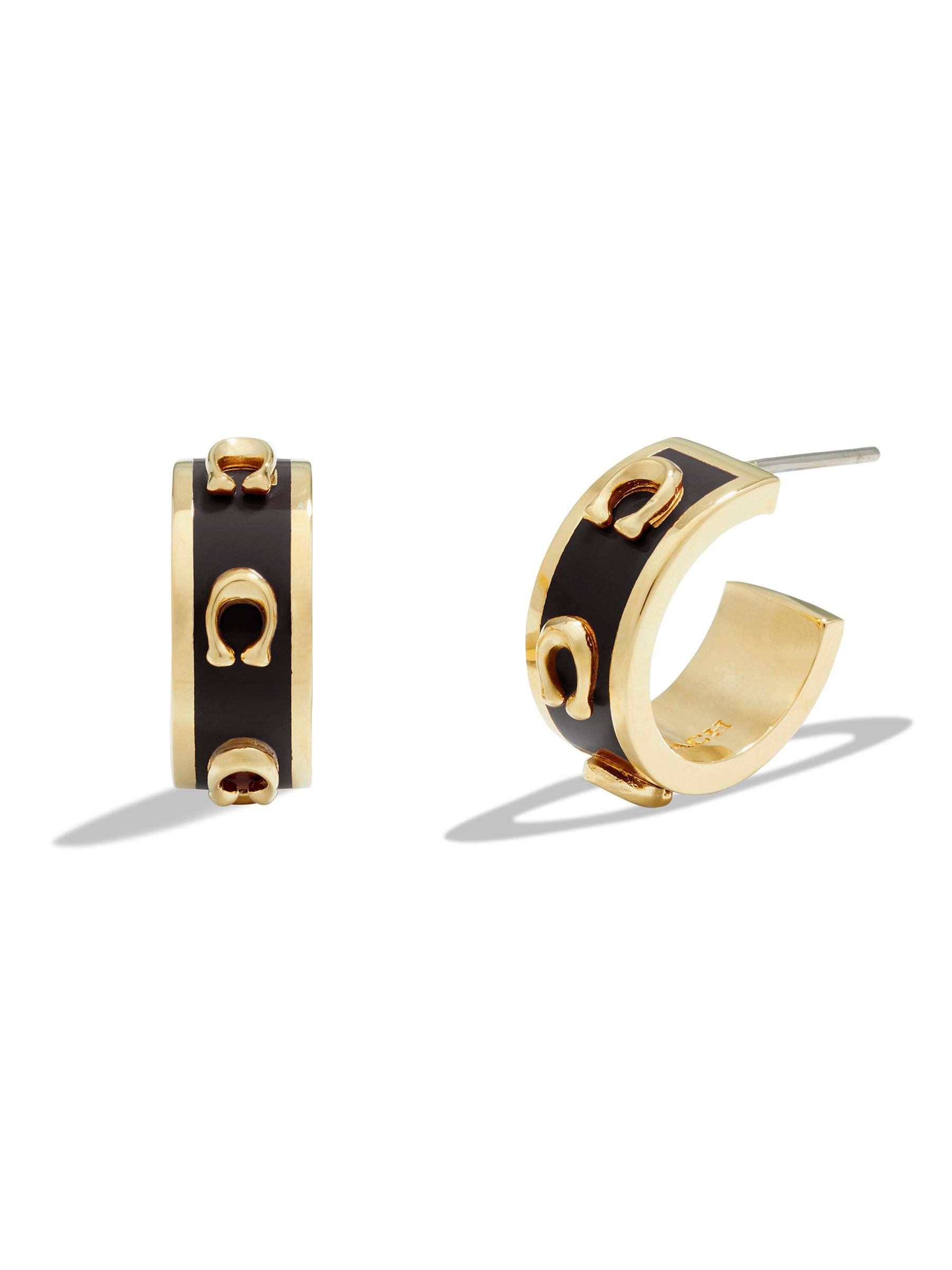 Coach Donna Oro Tone Signature Enamel Hoops Earrings - Immagine 1