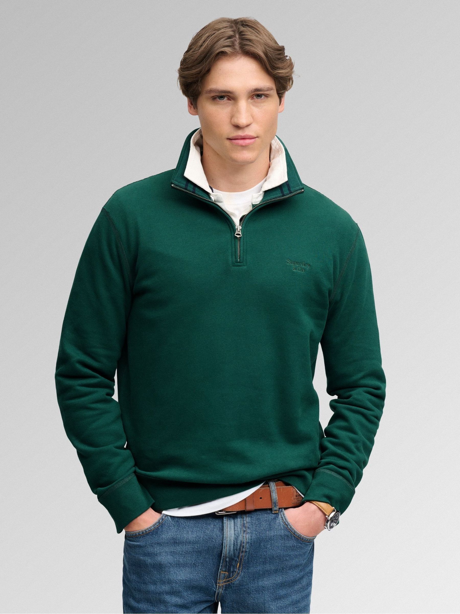 Superdry Vert Sweatshirt 1/4 Reißverschluss Essential Serif - Bild 3