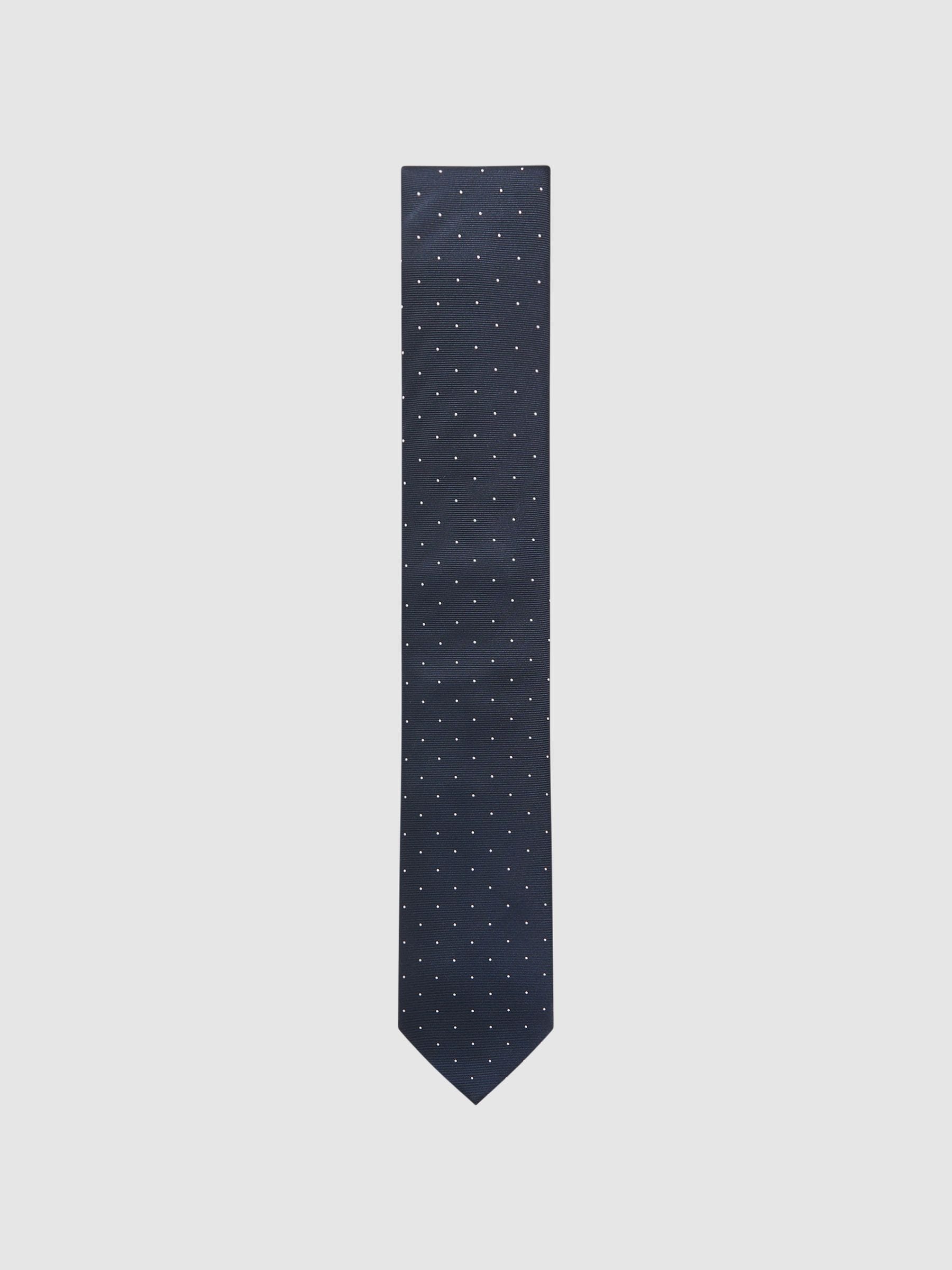 Reiss Navy Liam Polka Dot Silk Tie