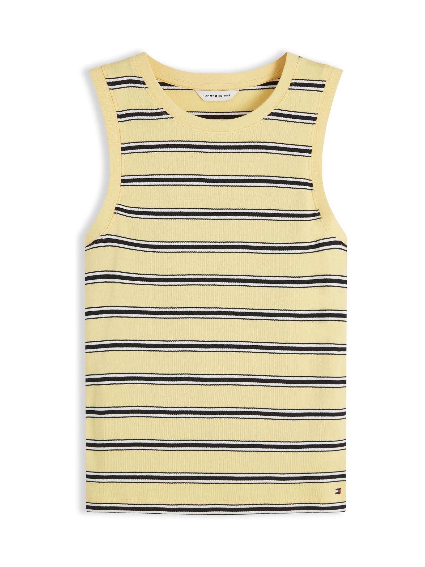 Tommy Hilfiger Yellow Stripe Slim Crew Neck Tank Top