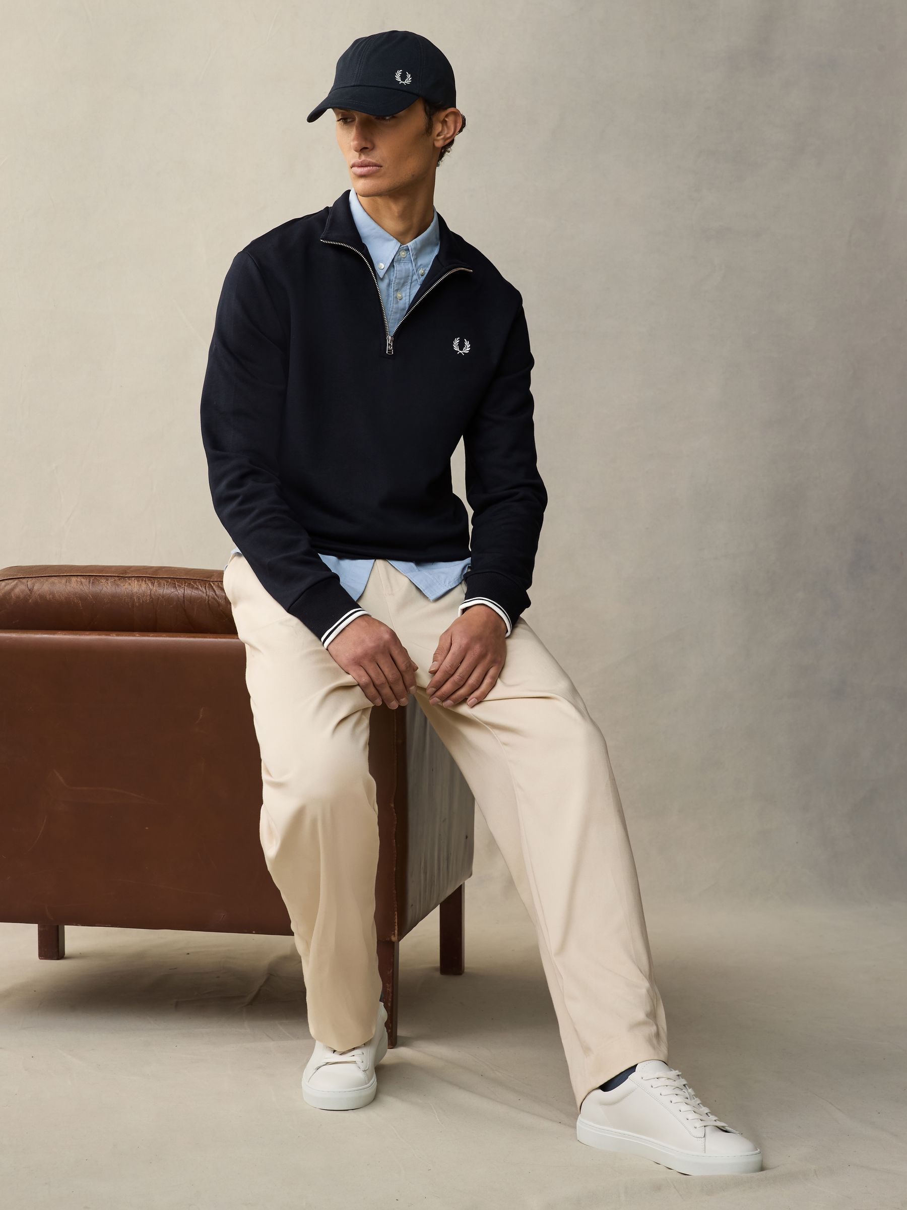 Fred Perry Negro Sudadera Con Cremallera De