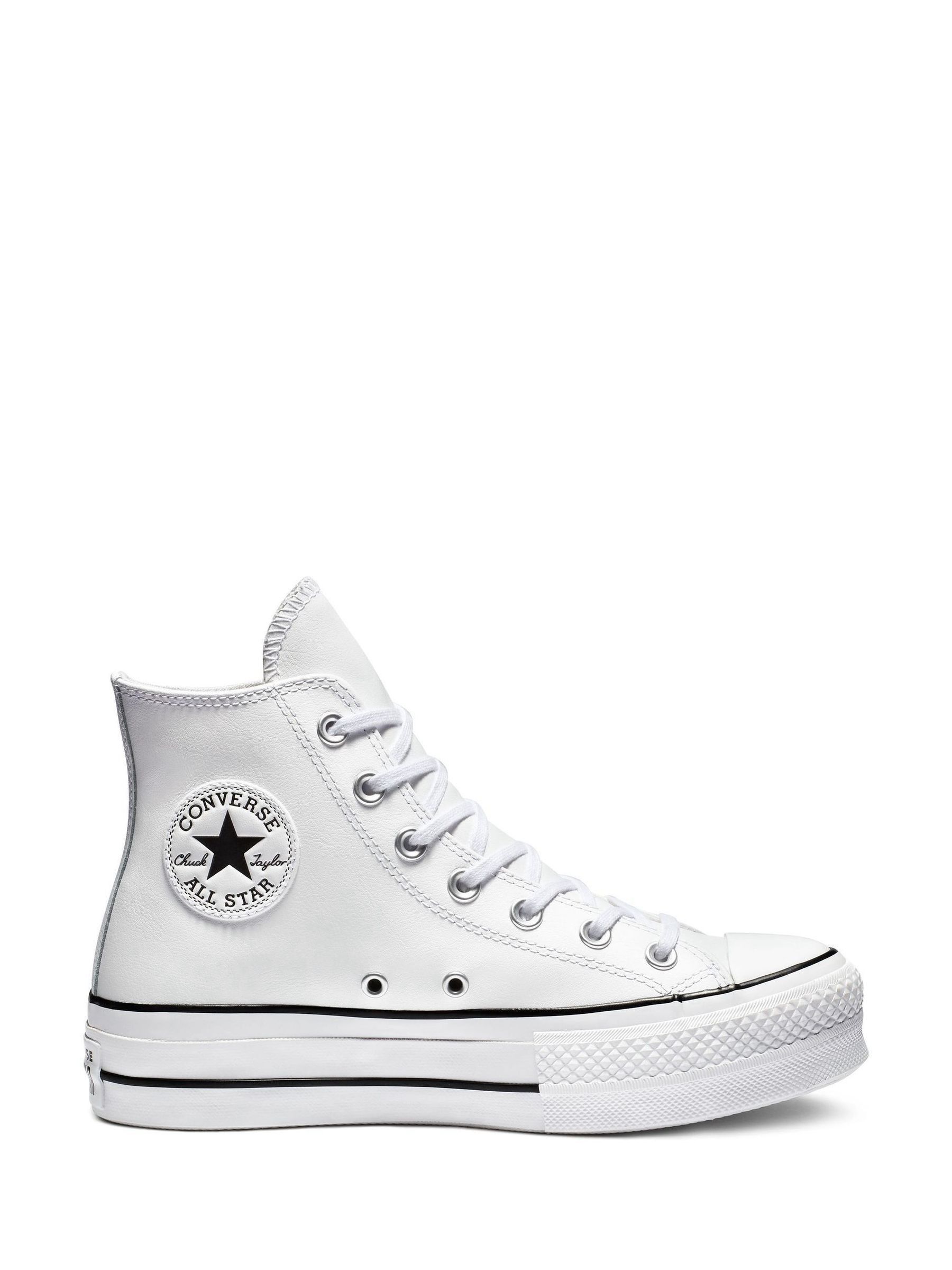Converse Donna Bianco Platform Lift Leather Chuck Taylor High Trainers - Immagine 1