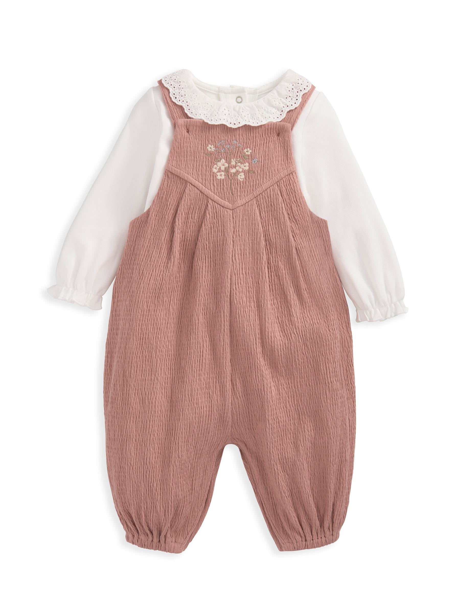 Mamas & Papas Conjunto De Peto Y Bodi De Algodón De Tejido Arrugado De