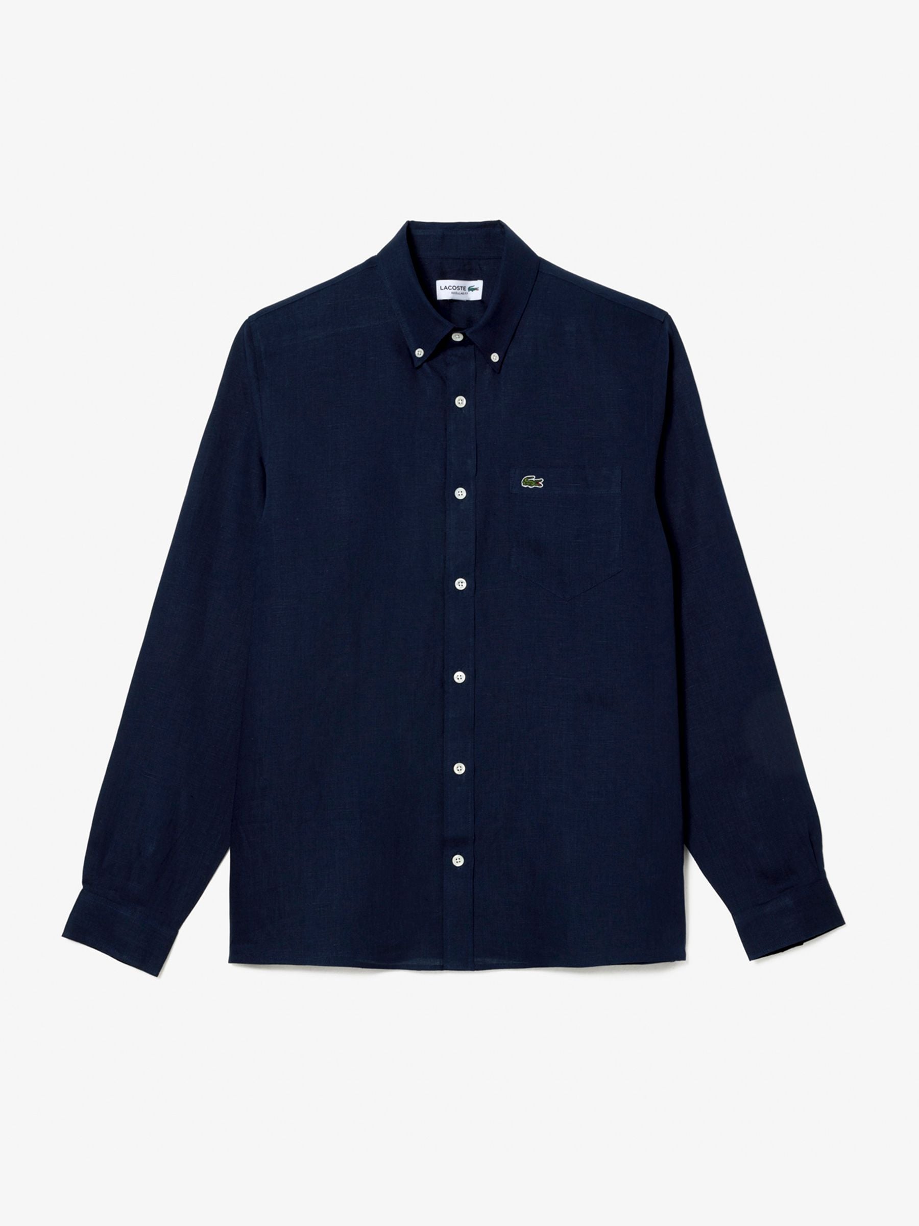 Lacoste Herr Blå Regular Fit Linen Shirt
