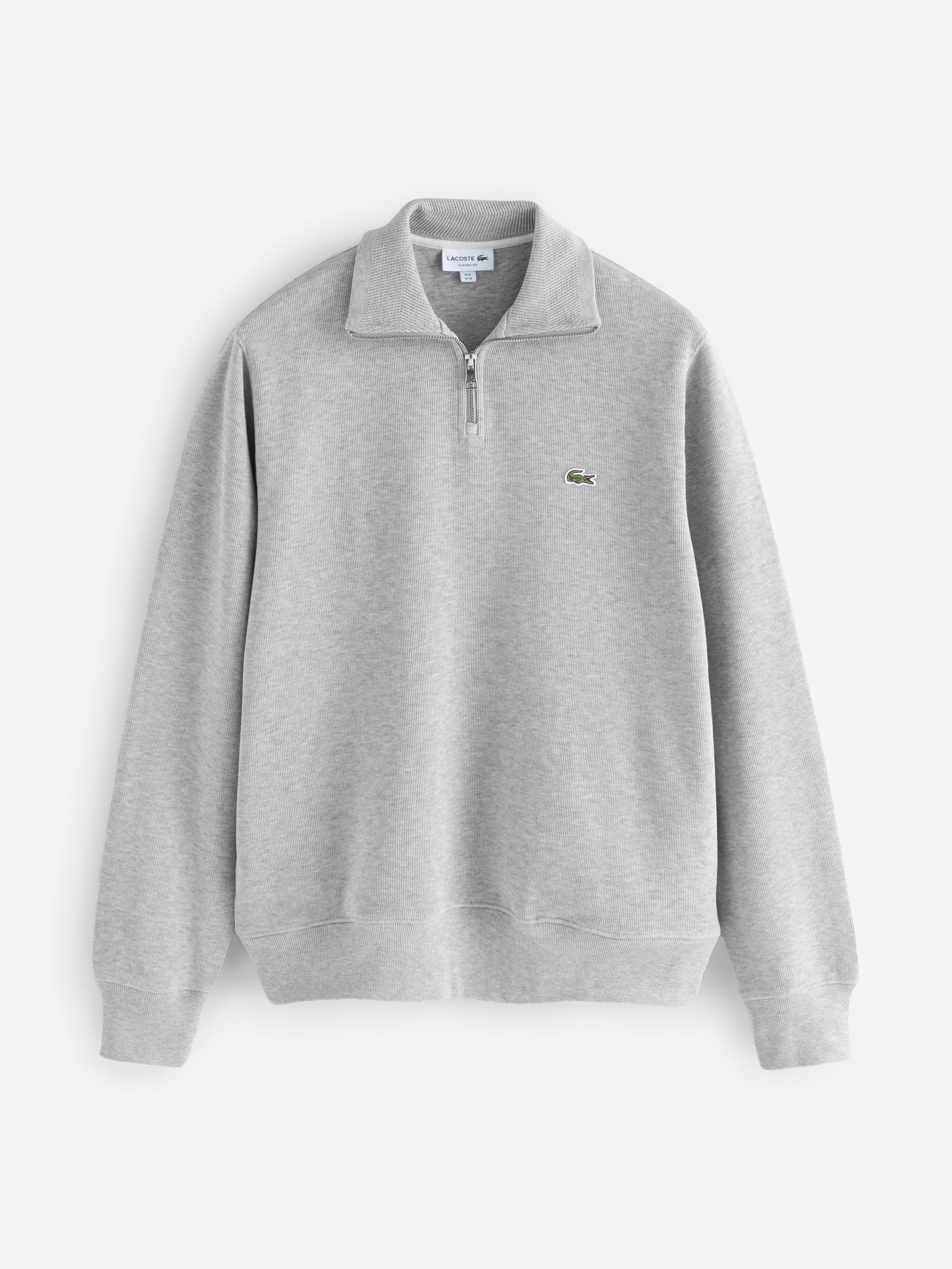 Lacoste Grey Regular Fit High Neck Quarter Zip Sweatshirt