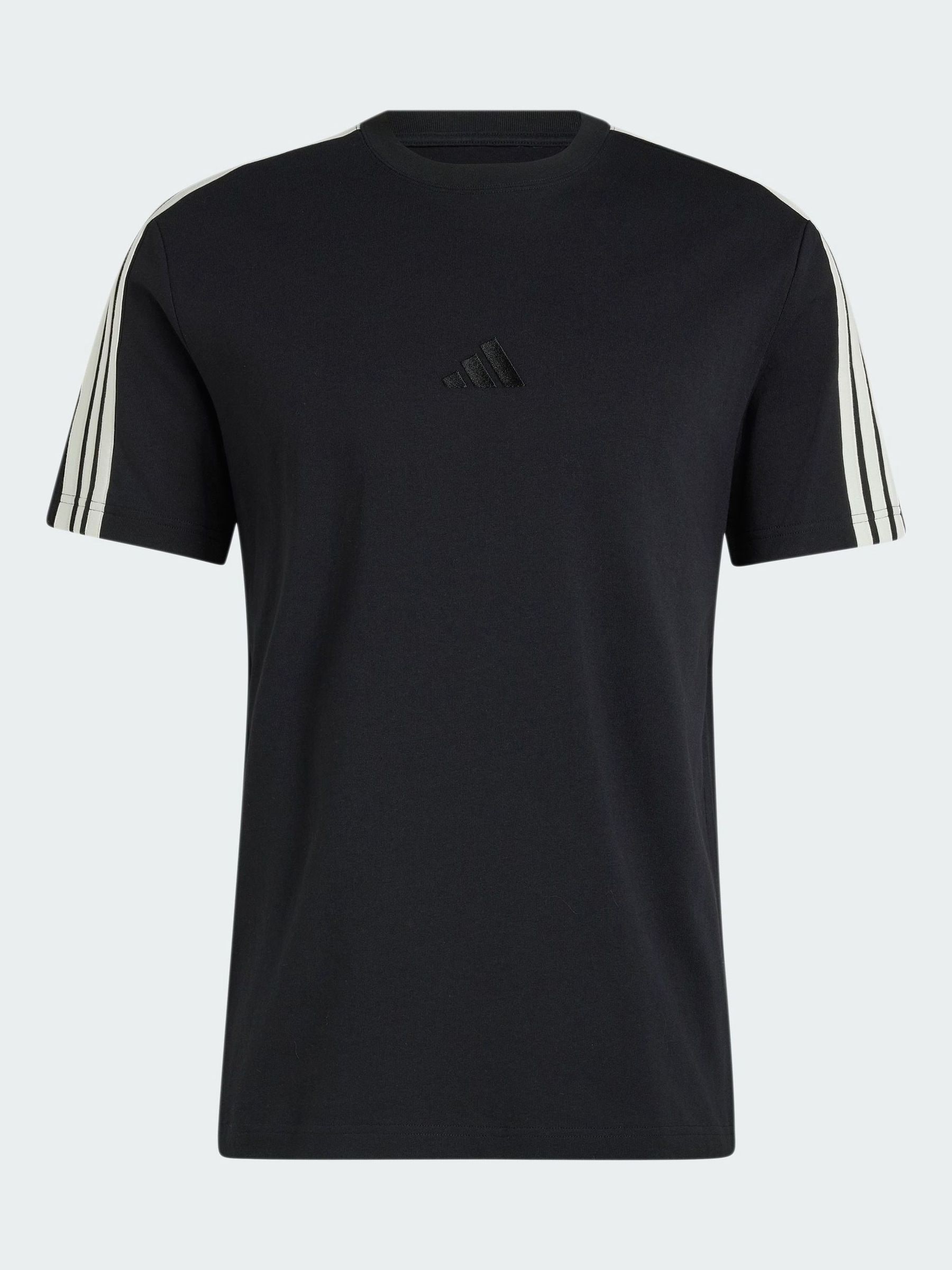 Adidas Negro Camiseta De Corte Estándar Con 3 Rayas Kit De - Imagen 1