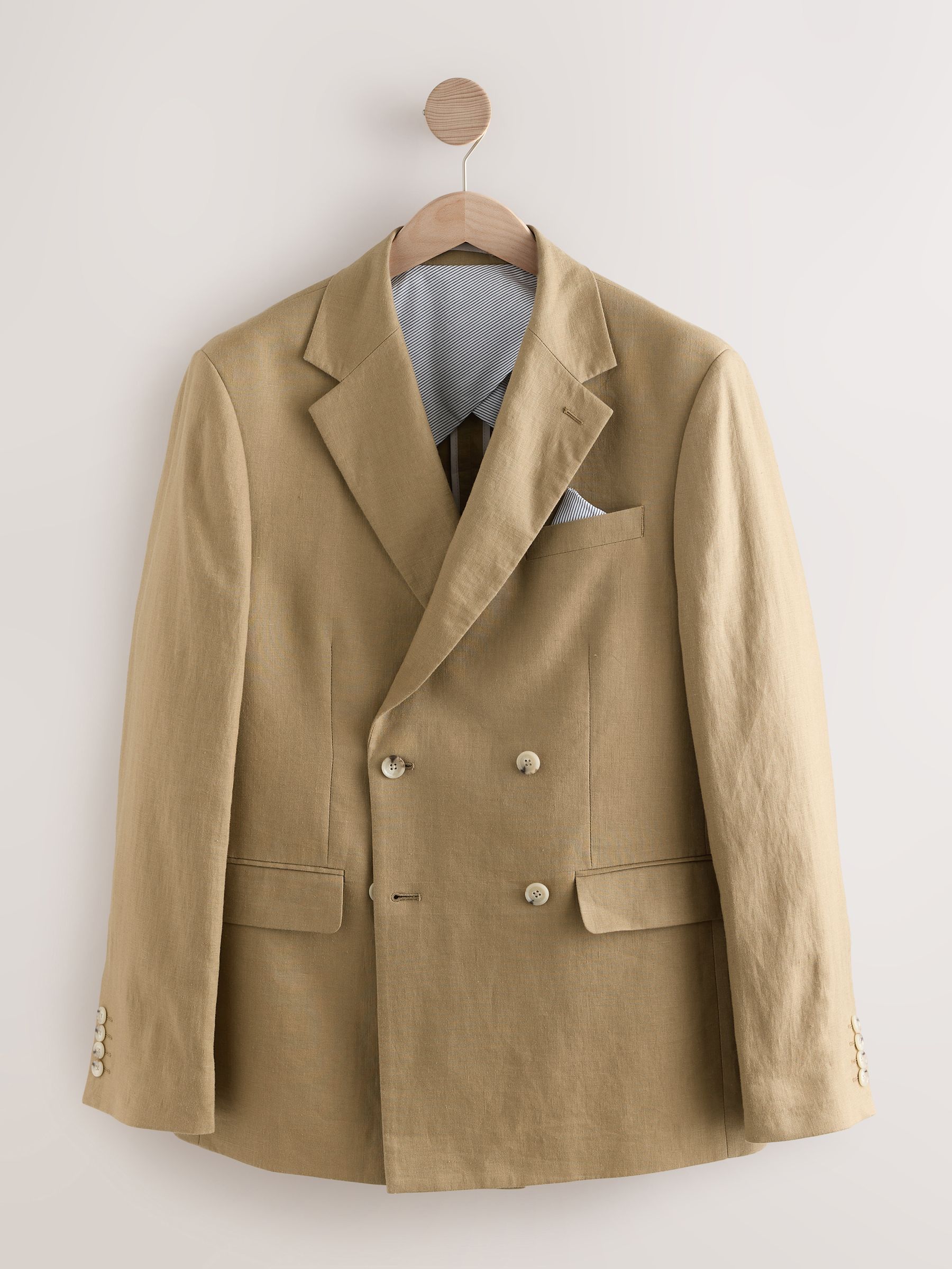 Next Stone Linen Double Breasted Suit Jacket