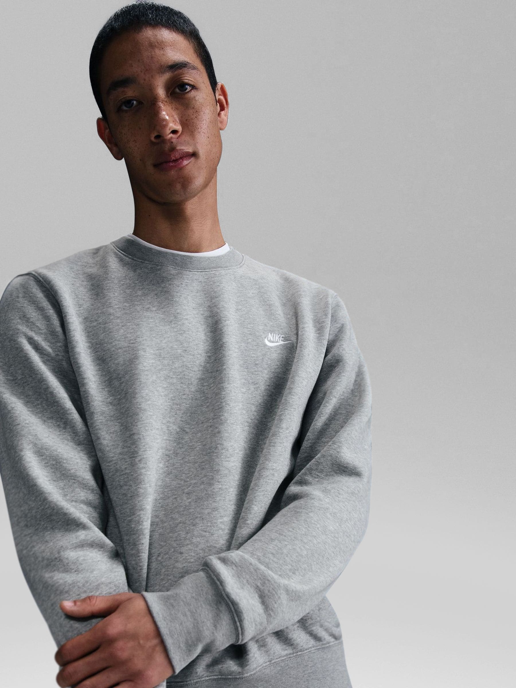 Nike Dark Grey Heather Club Crew Neck Sweatshirt