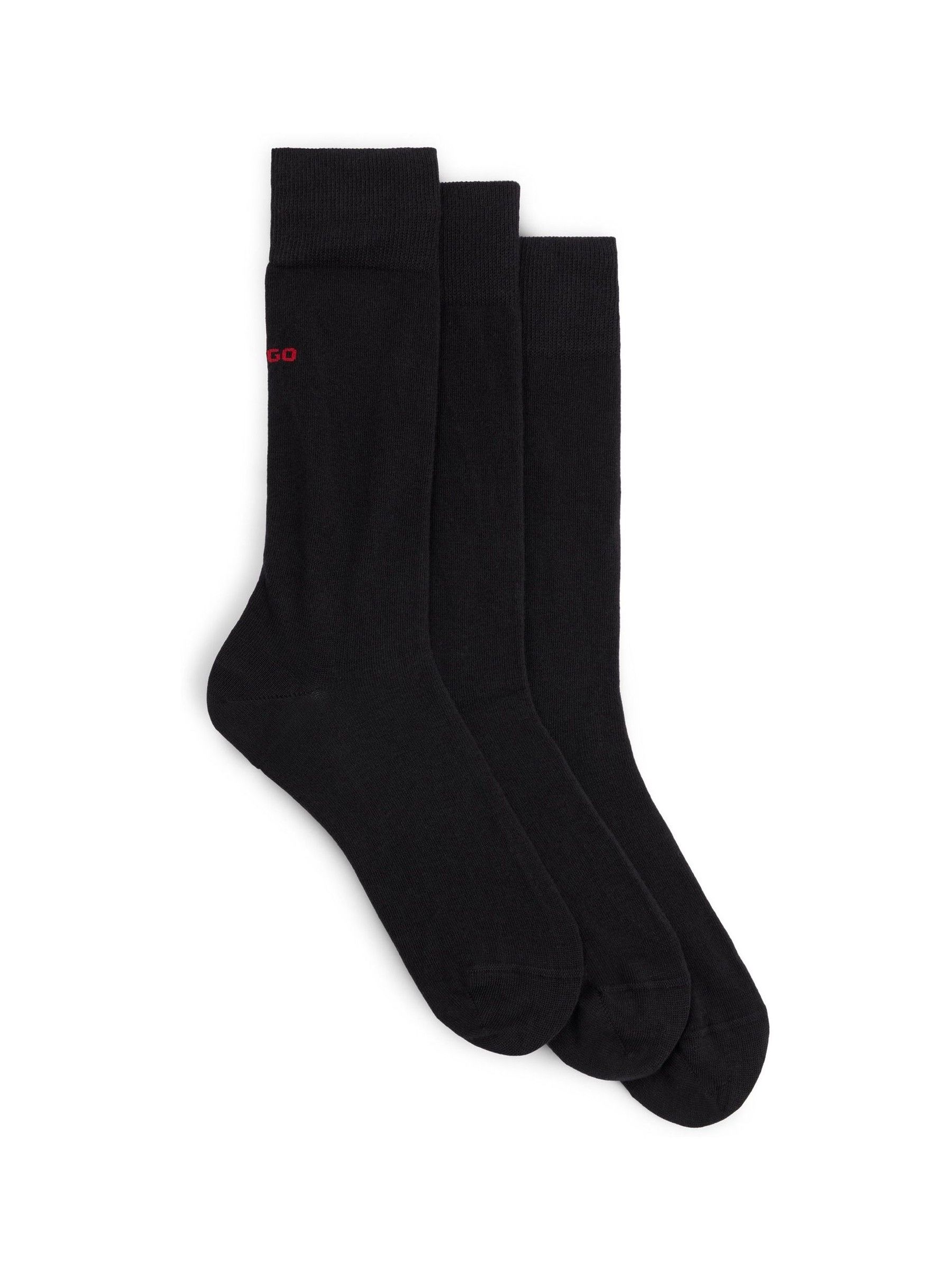 Hugo Uomo Nero Regular Logo Socks 3 Pack - Immagine 1