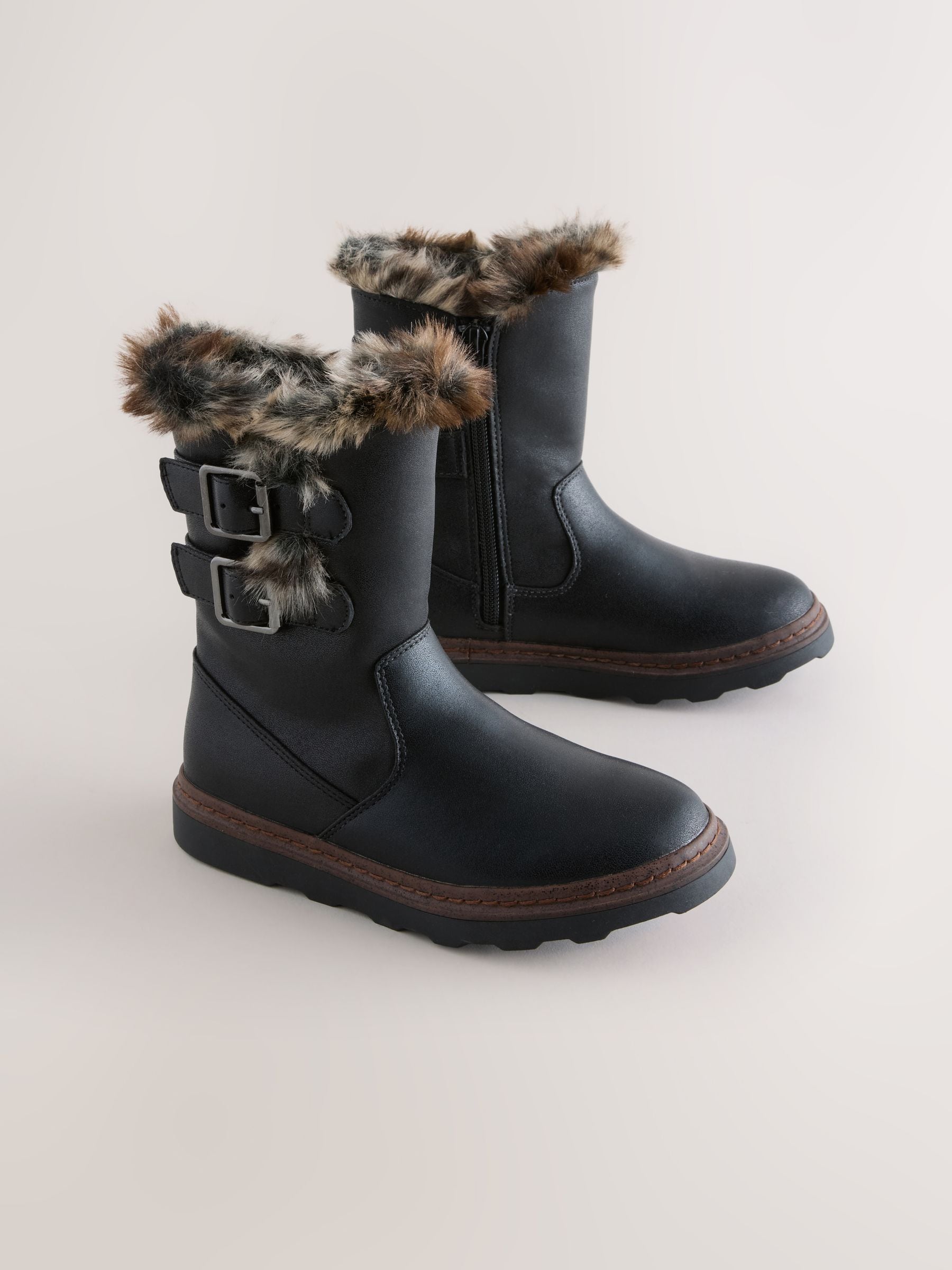 Next - Bottes à doublure en fausse fourrure - Noir - Fille