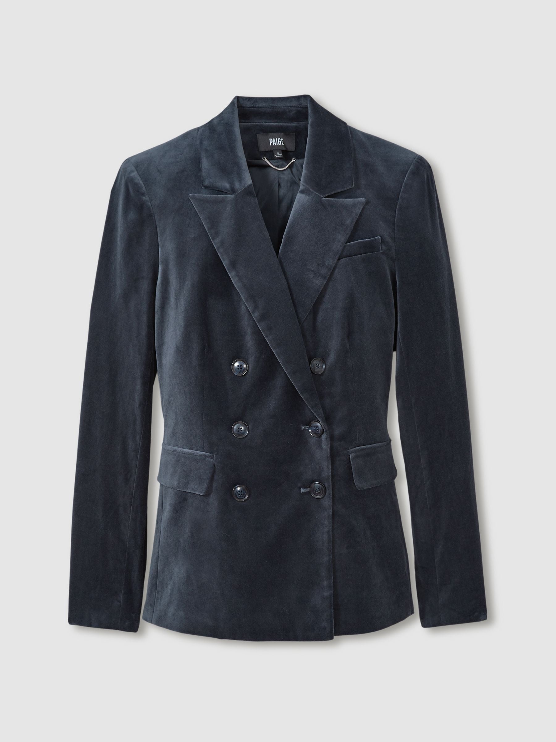 Paige Calico Blue Velvet Double Breasted Blazer