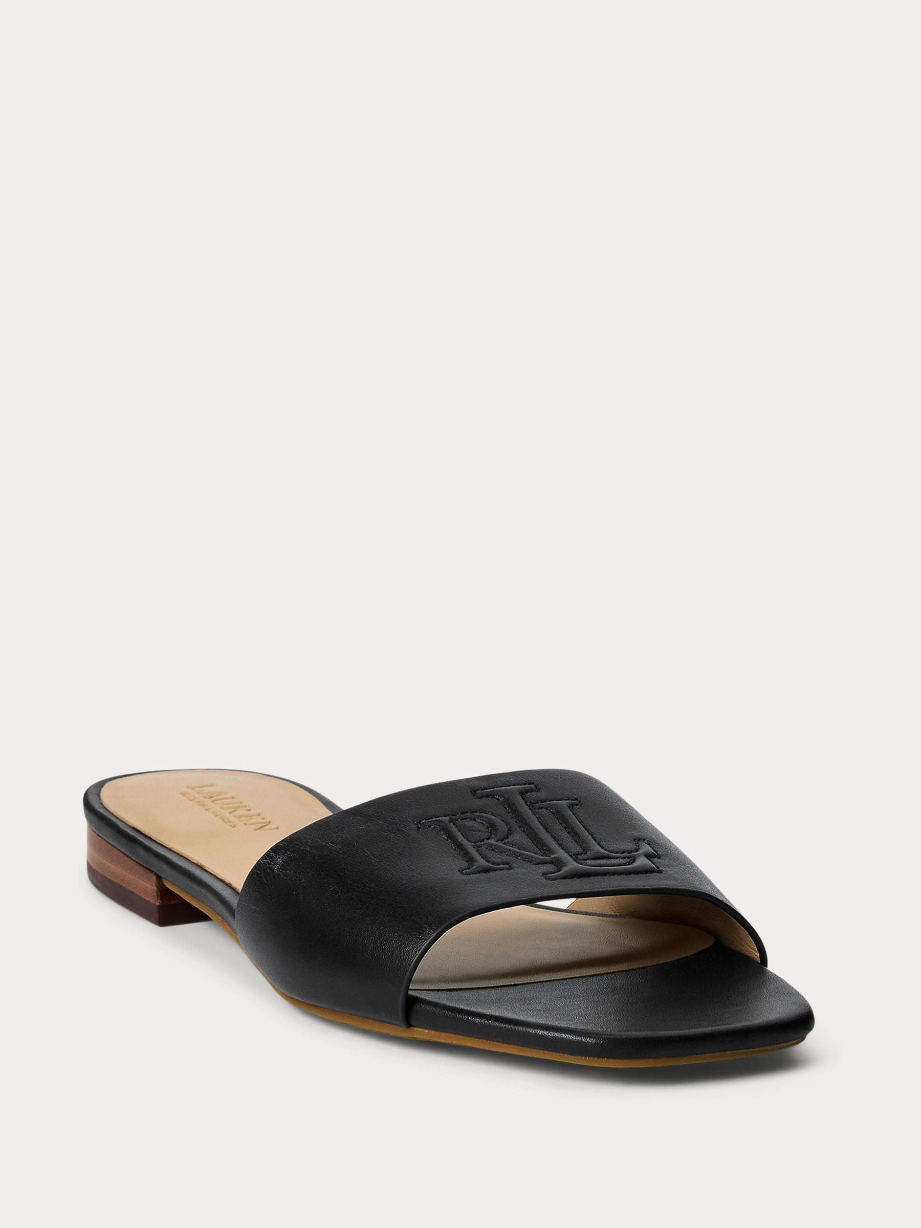 Lauren Ralph Lauren Black Everley Calfskin Slide Sandals