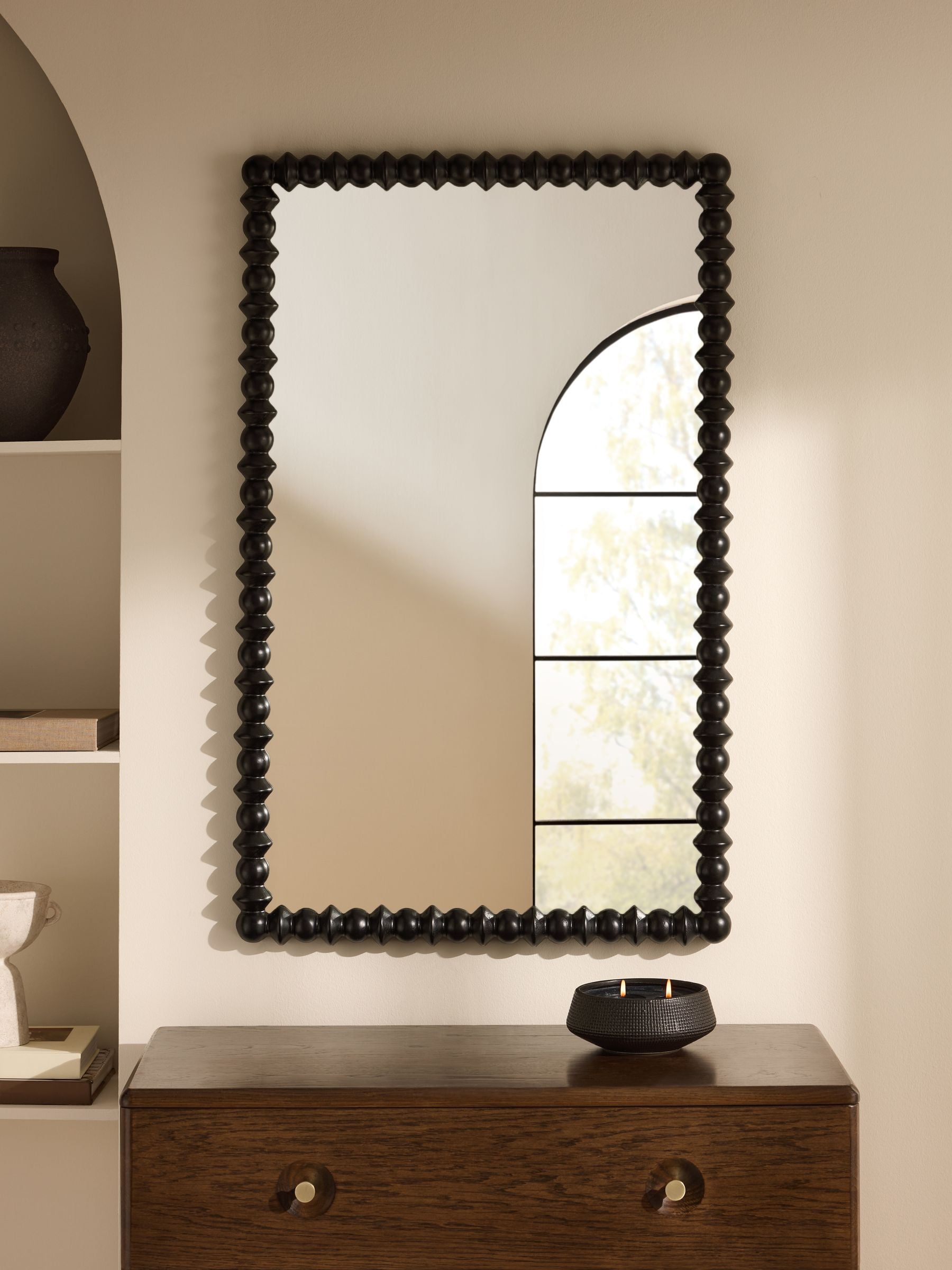 Next Black Global Bobbin Wall Mirror