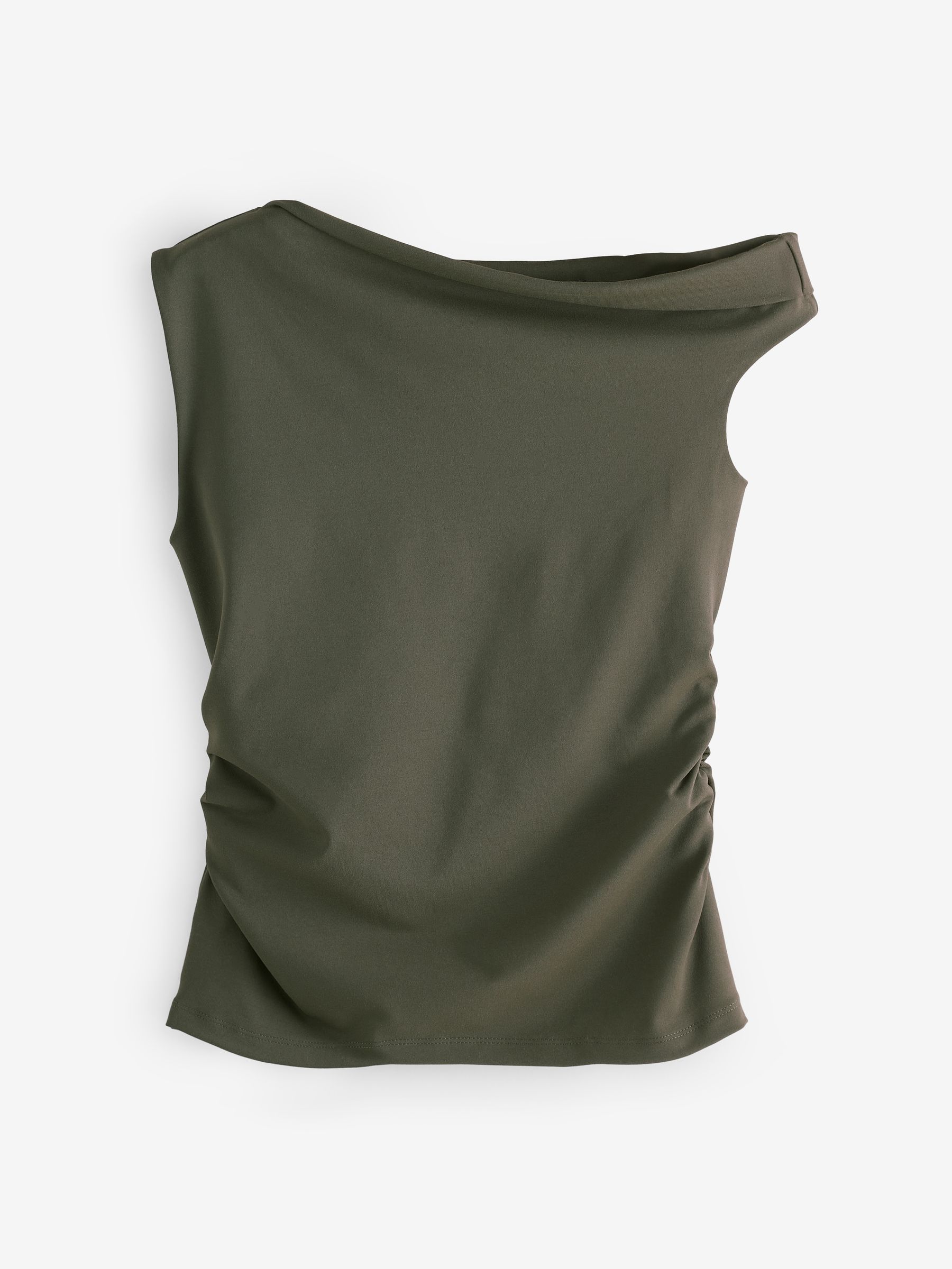 Next Khaki Green Asymmetric Shoulder Sleeveless Top