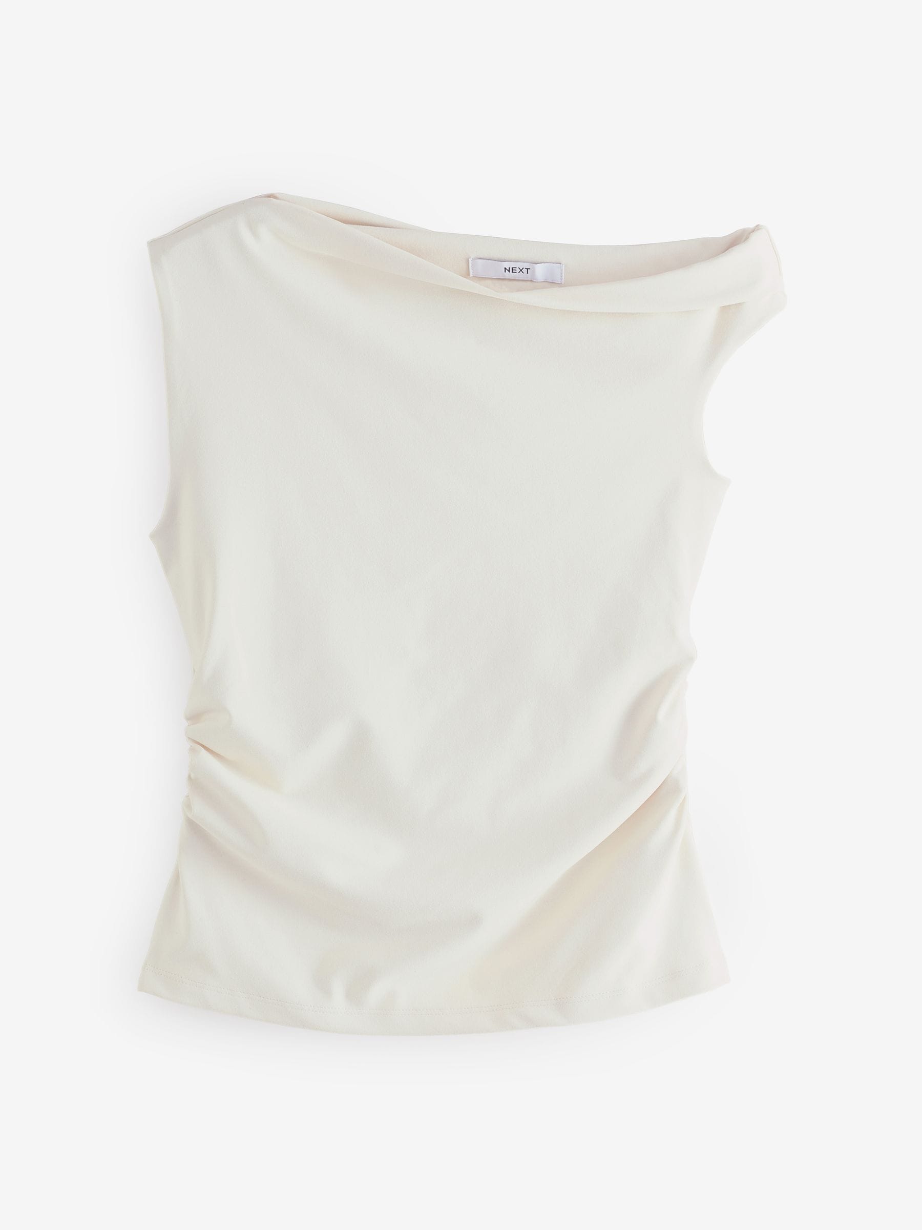 Next Ecru Asymmetric Shoulder Sleeveless Top