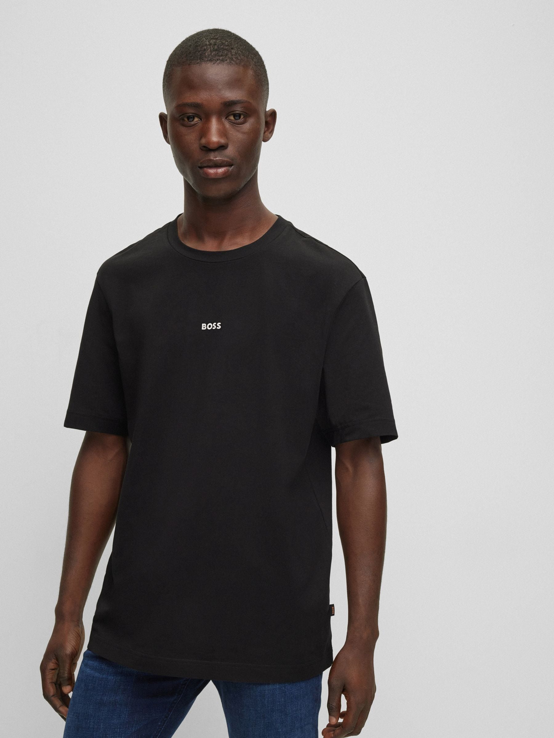 Boss Orange Uomo Nero Hugo Boss - T-Shirt Nera Vestibilità Comoda Con Grafica Piccola - Immagine 6