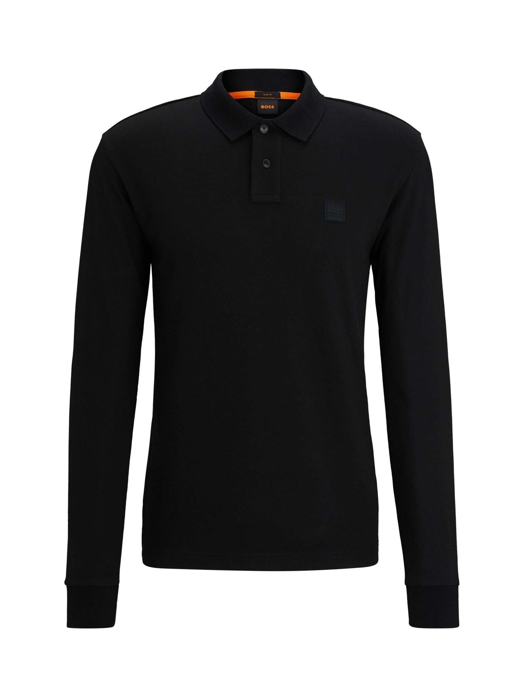 Boss Miesten Musta Passerby Box Logo Pitkähihainen Poolopaita