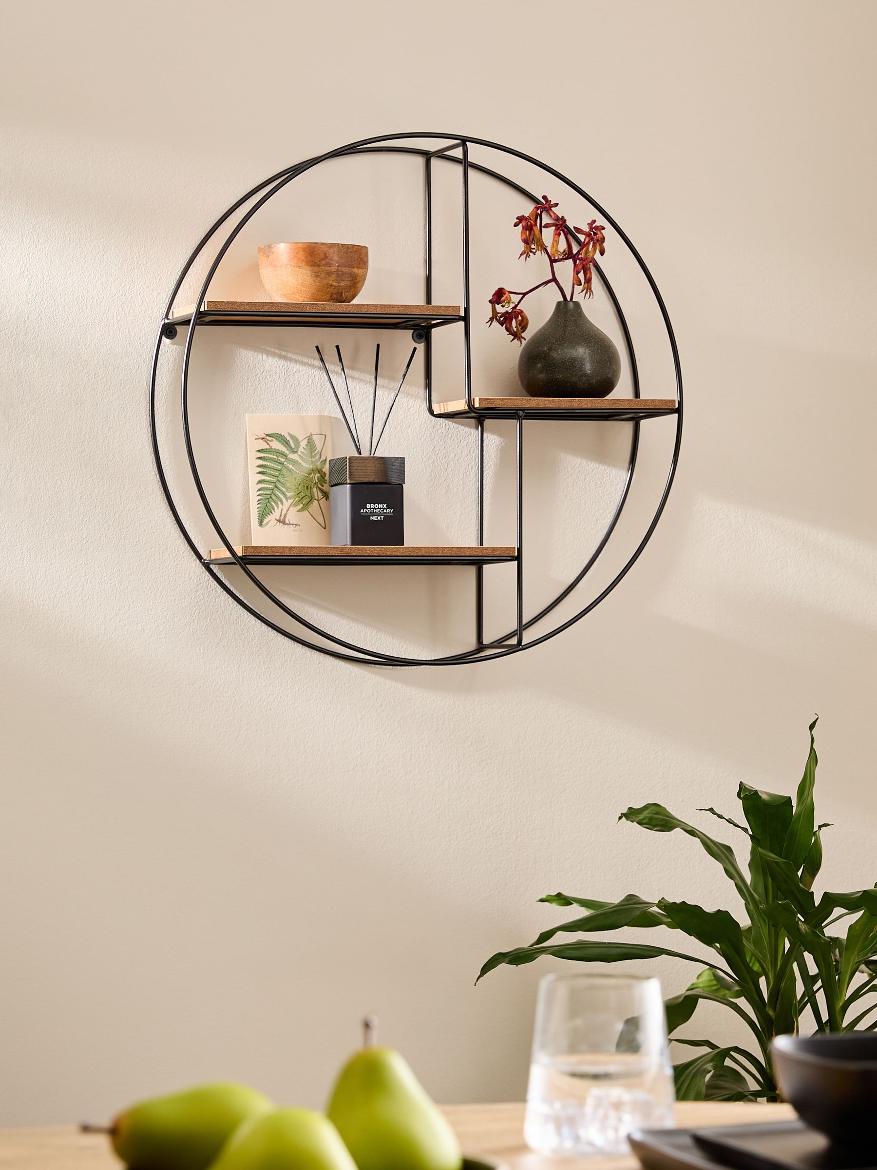 Next Natural Bronx Round Wall Shelf