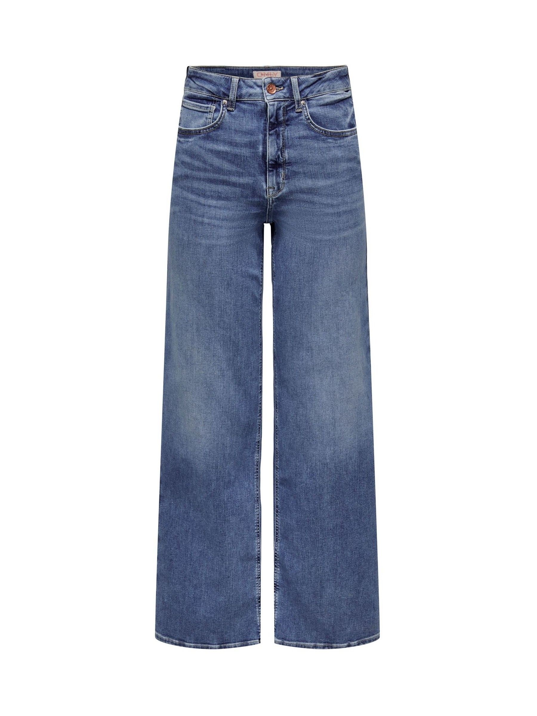 Only Drak Blue Wide Leg High Waisted Jeans With Super Stretch