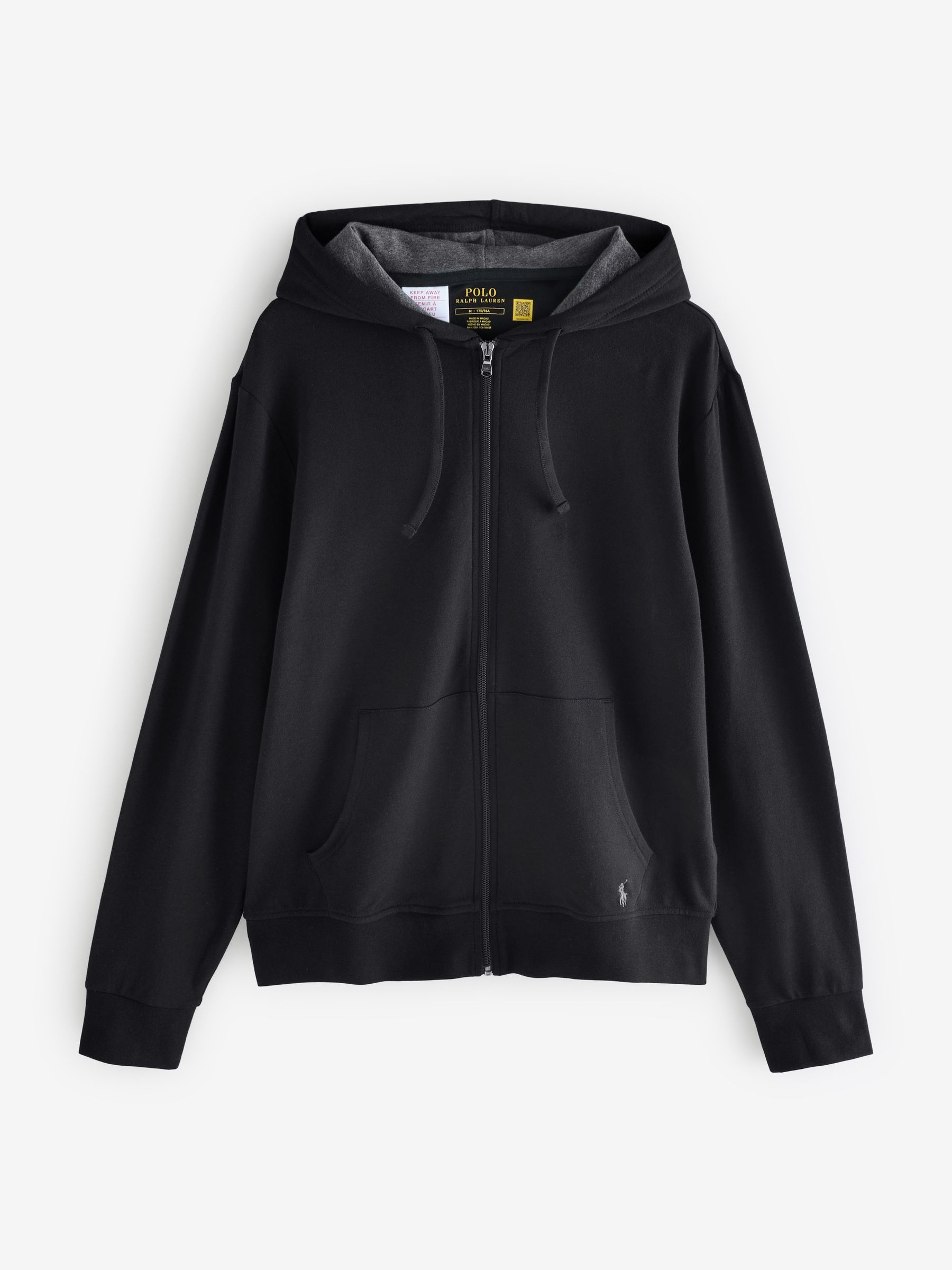 Polo Ralph Lauren Black Loungewear Zip Through Jersey Stretch Hoodie