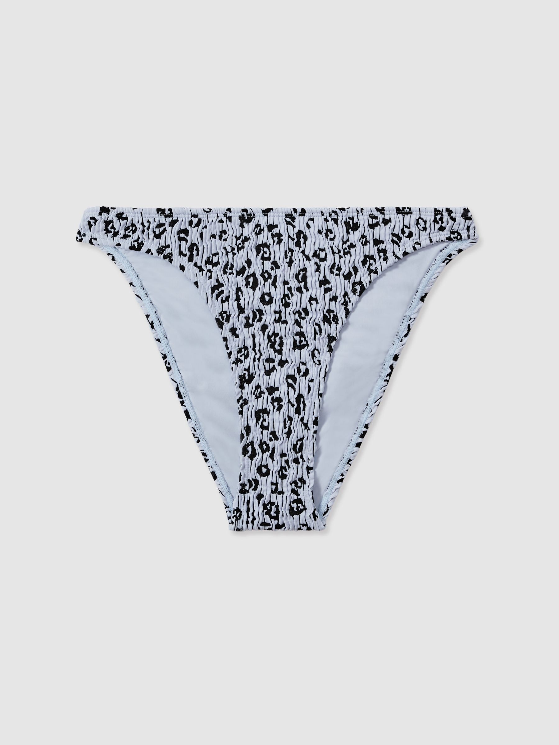 Good American Blue Print Textured Leopard Print Bikini Bottoms