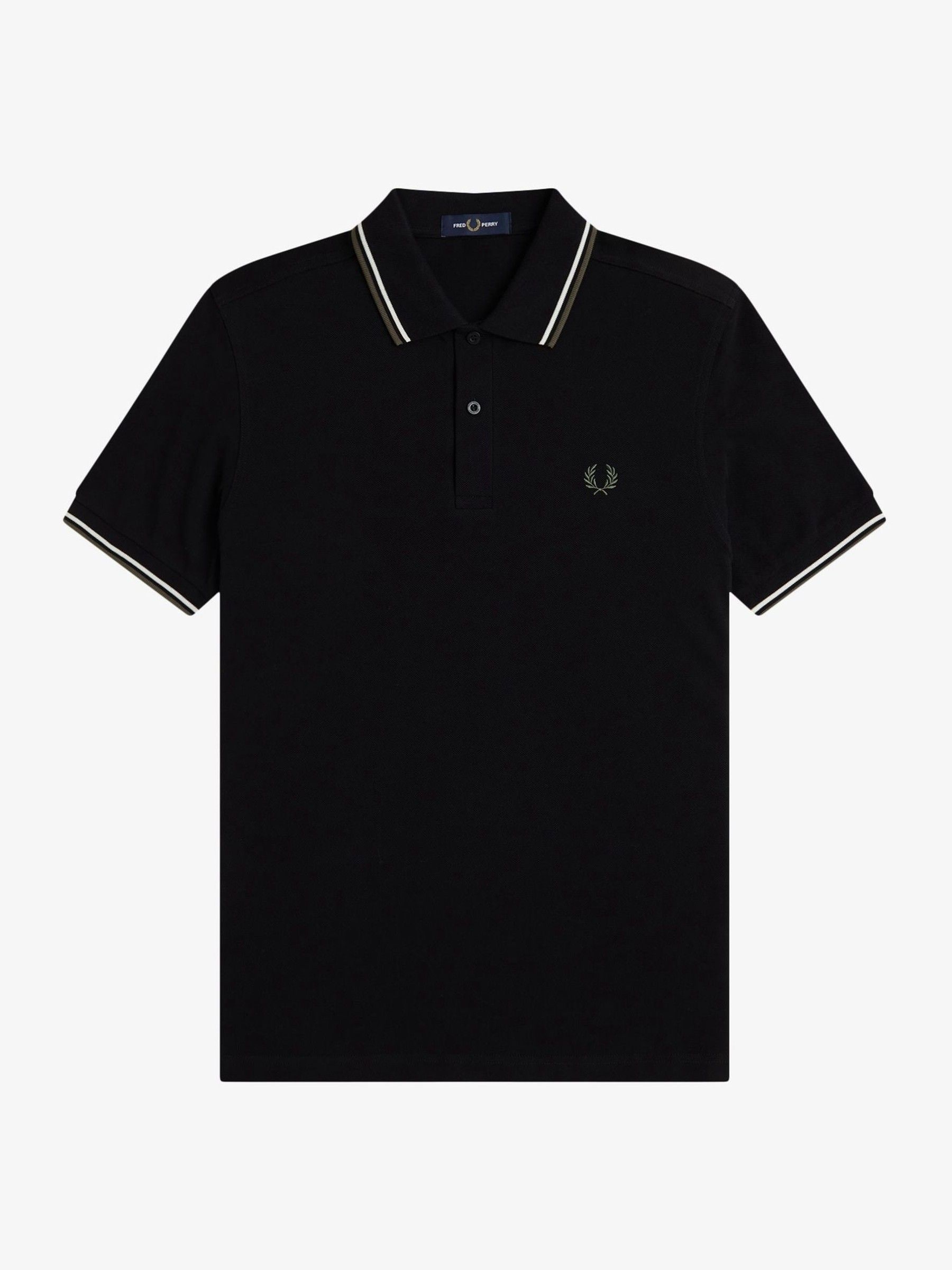 Fred Perry Uomo Nero Black/Green Tipped Short Sleeve Polo Shirt - Immagine 1