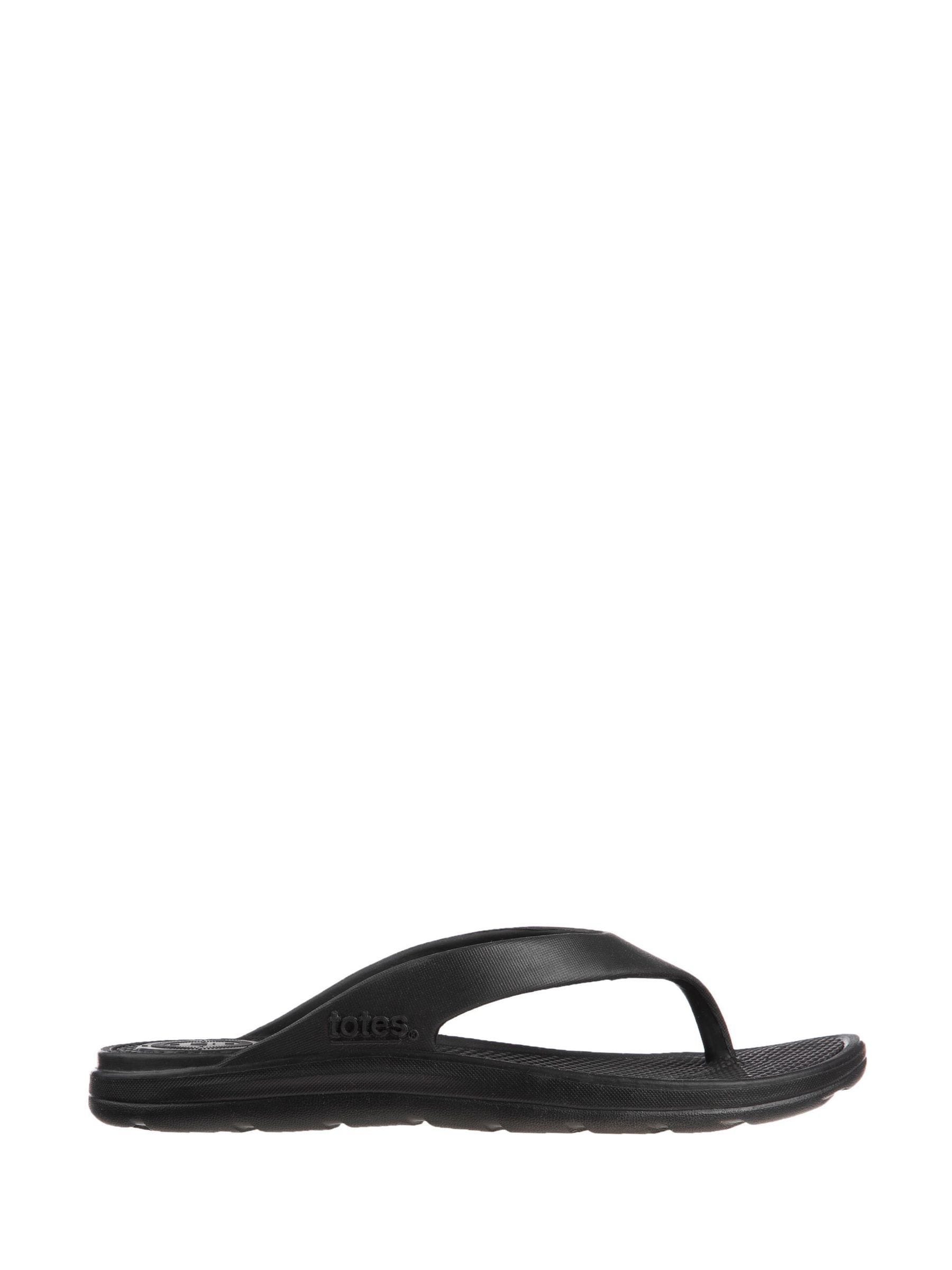 Totes Black Solbounce Toe Post Flip Flops Sandals