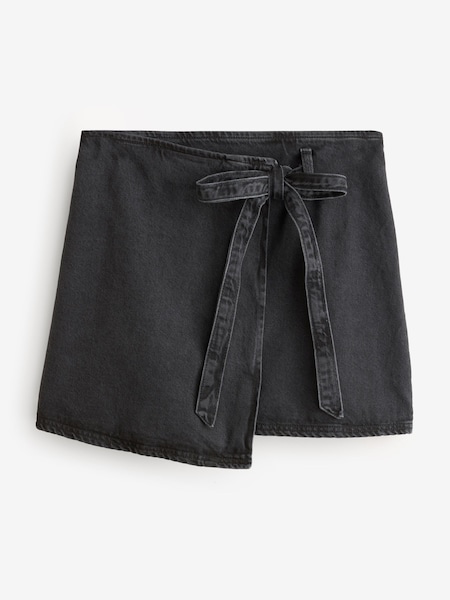 Dark Blue 100% Cotton Pleated Denim Mini Skirt