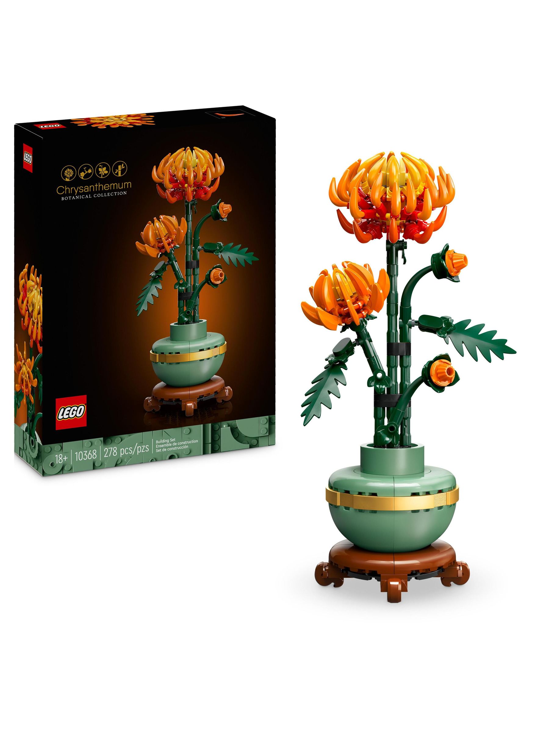 Lego Unisex Barn Orange Botanicals Chrysanthemum Flower Set For Adults 10368