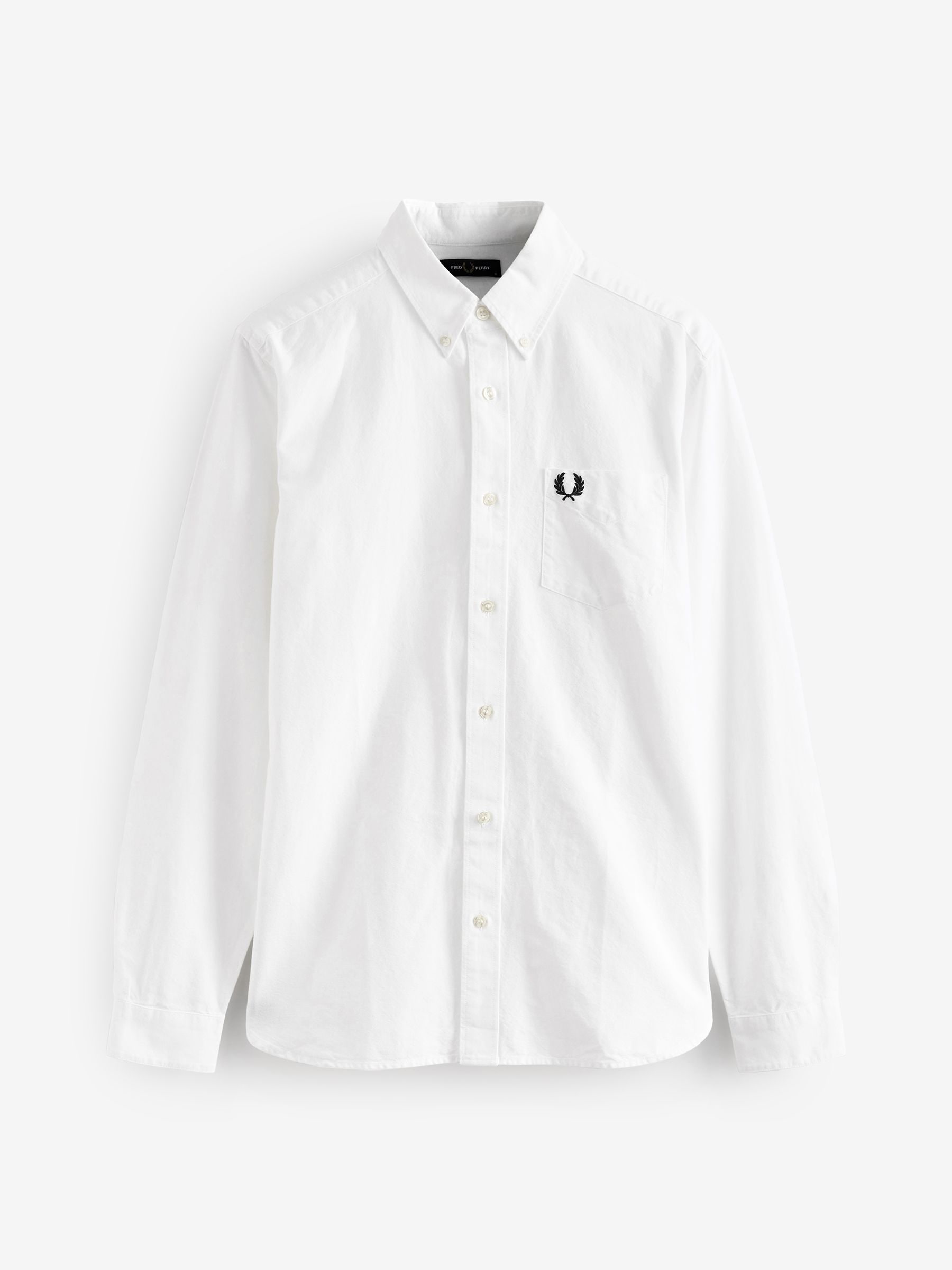 Fred Perry Uomo Bianco Camicia Oxford A Maniche Lunghe - Immagine 1